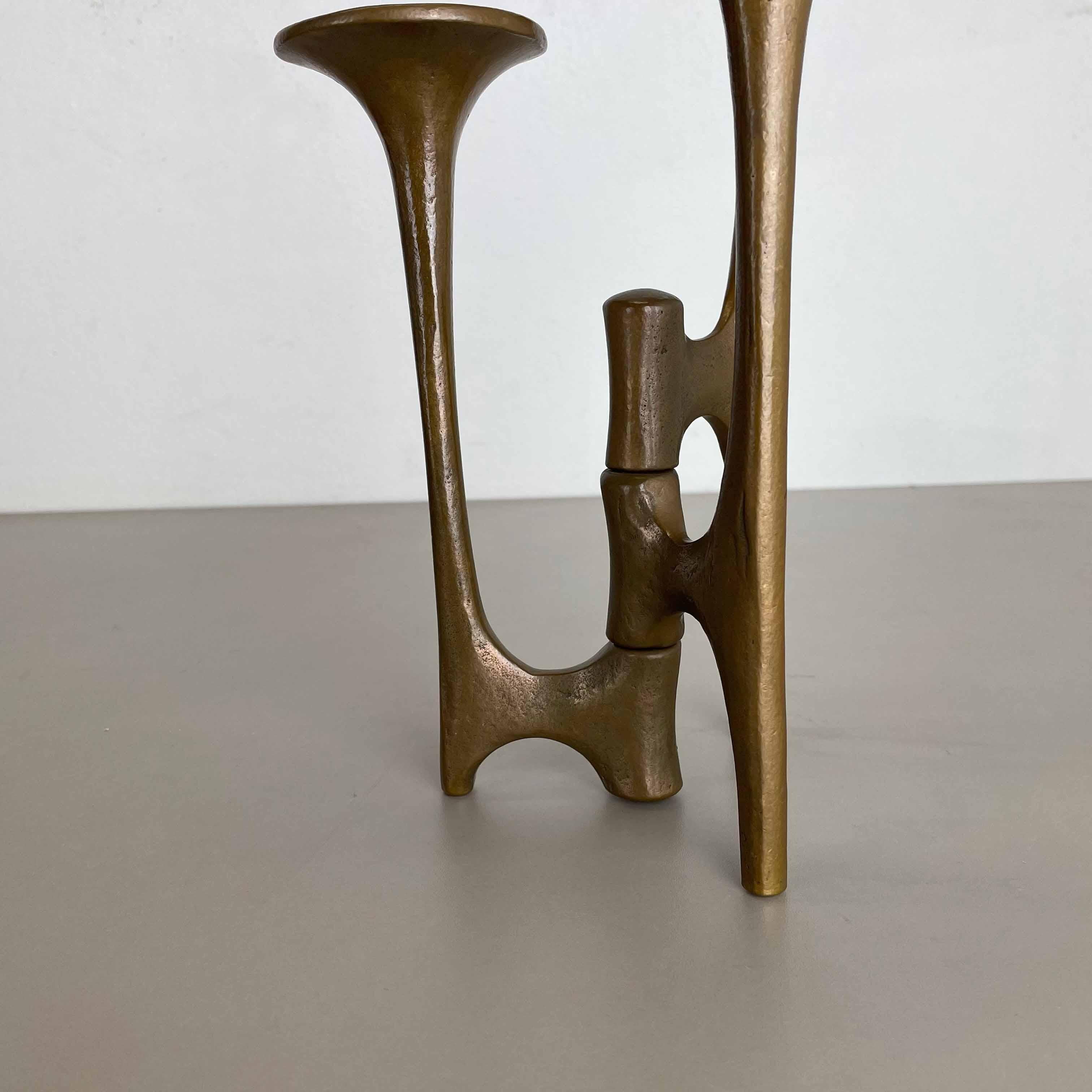 20th Century Midcentury Brutalist Bronze TRIPOD Candleholder by Michael Harjes, Germany 1960s For Sale