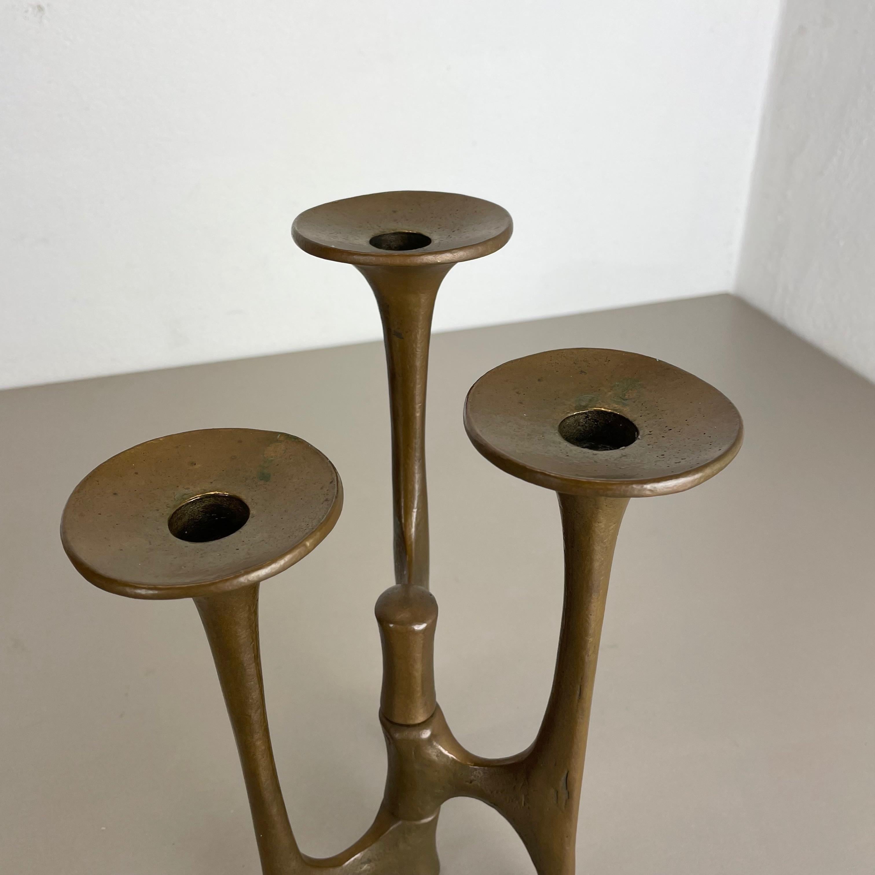 Midcentury Brutalist Bronze TRIPOD Candleholder by Michael Harjes, Germany 1960s For Sale 3