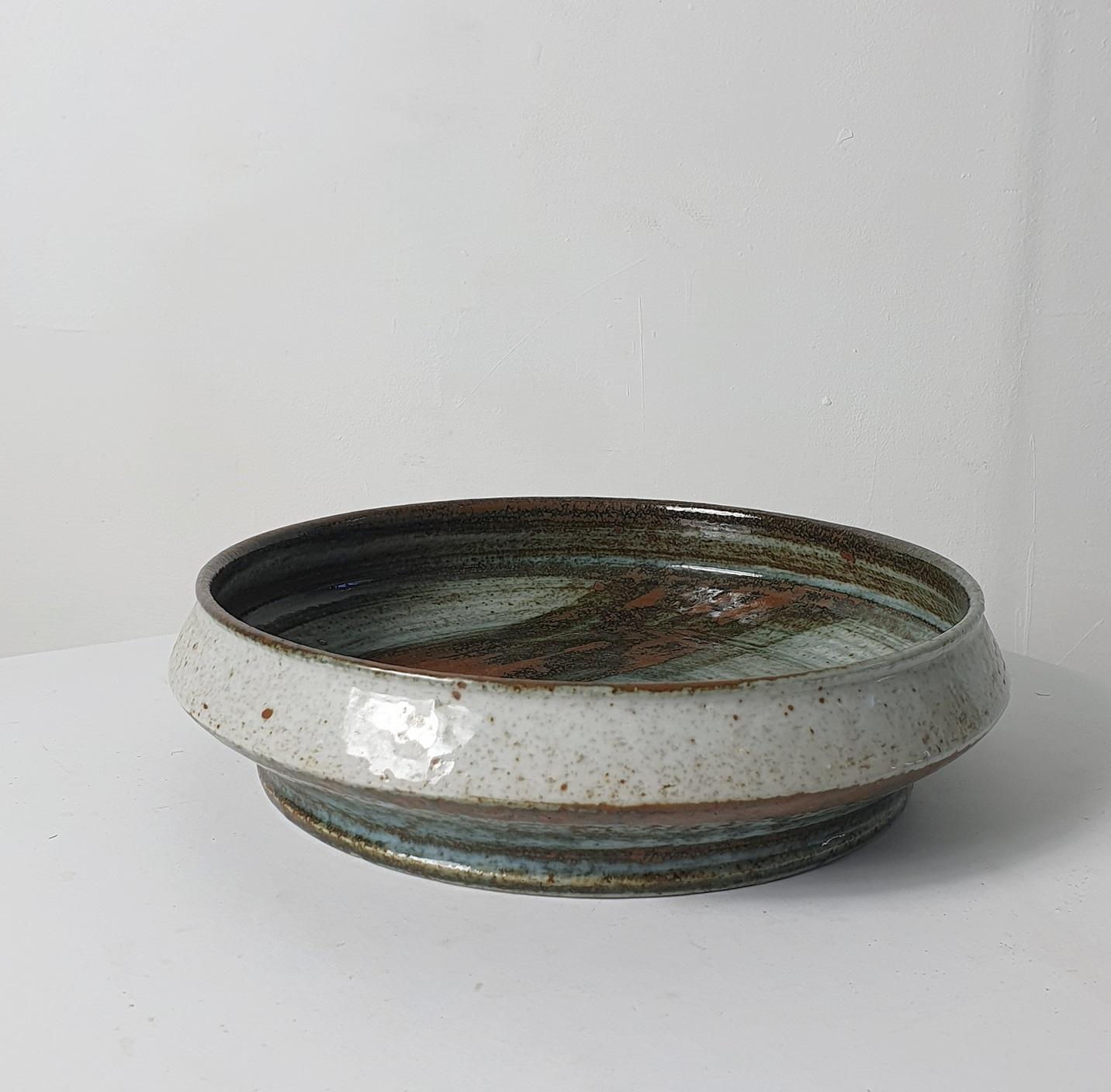 Midcentury Brutalist Ceramic Bowl by Drejargruppen for Rörstrand Sweden For Sale 5