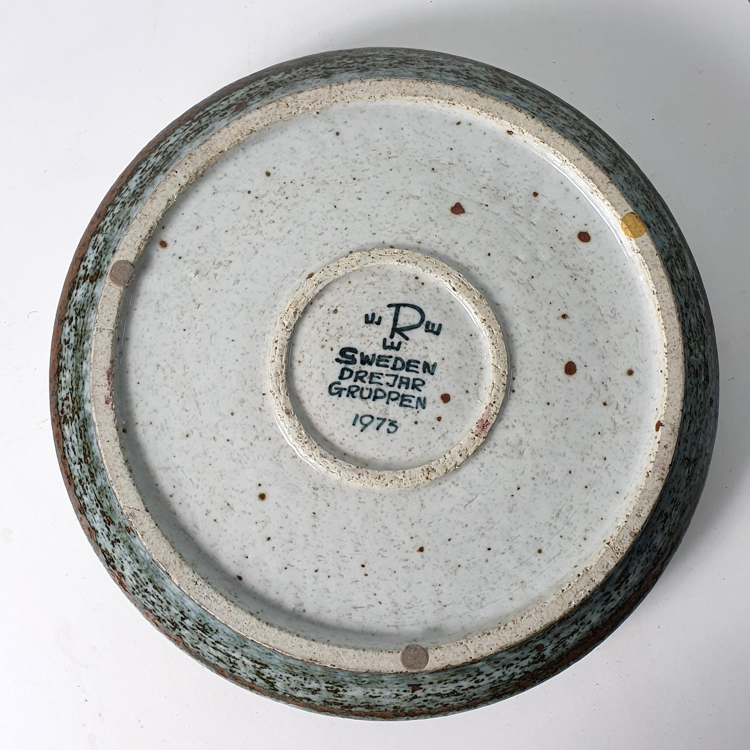 Contemporary Midcentury Brutalist Ceramic Bowl by Drejargruppen for Rörstrand Sweden For Sale