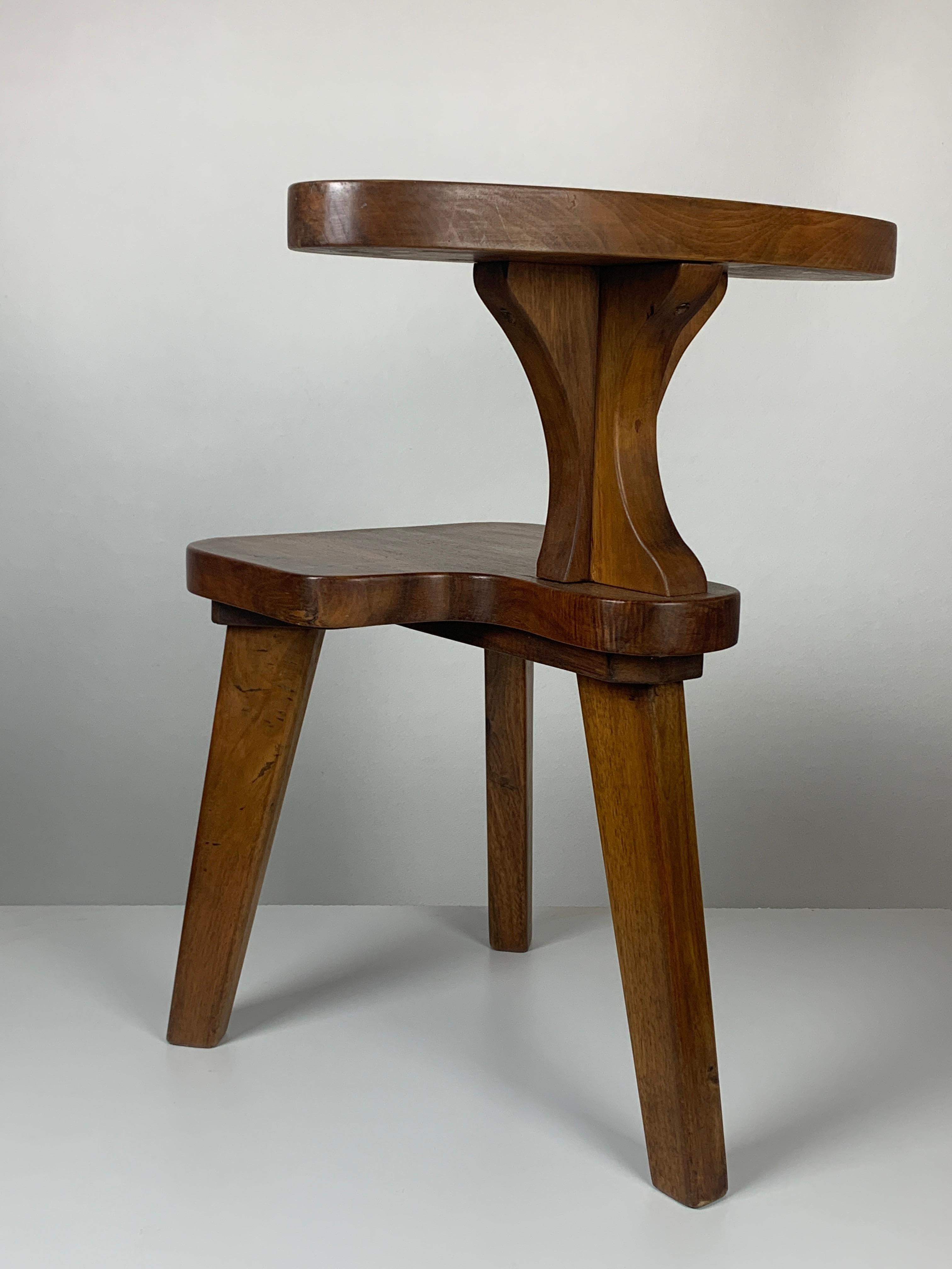 Fauteuil d'appoint tripode de combat ou de conversation brutaliste du milieu du siècle dernier, néerlandais 1950 3