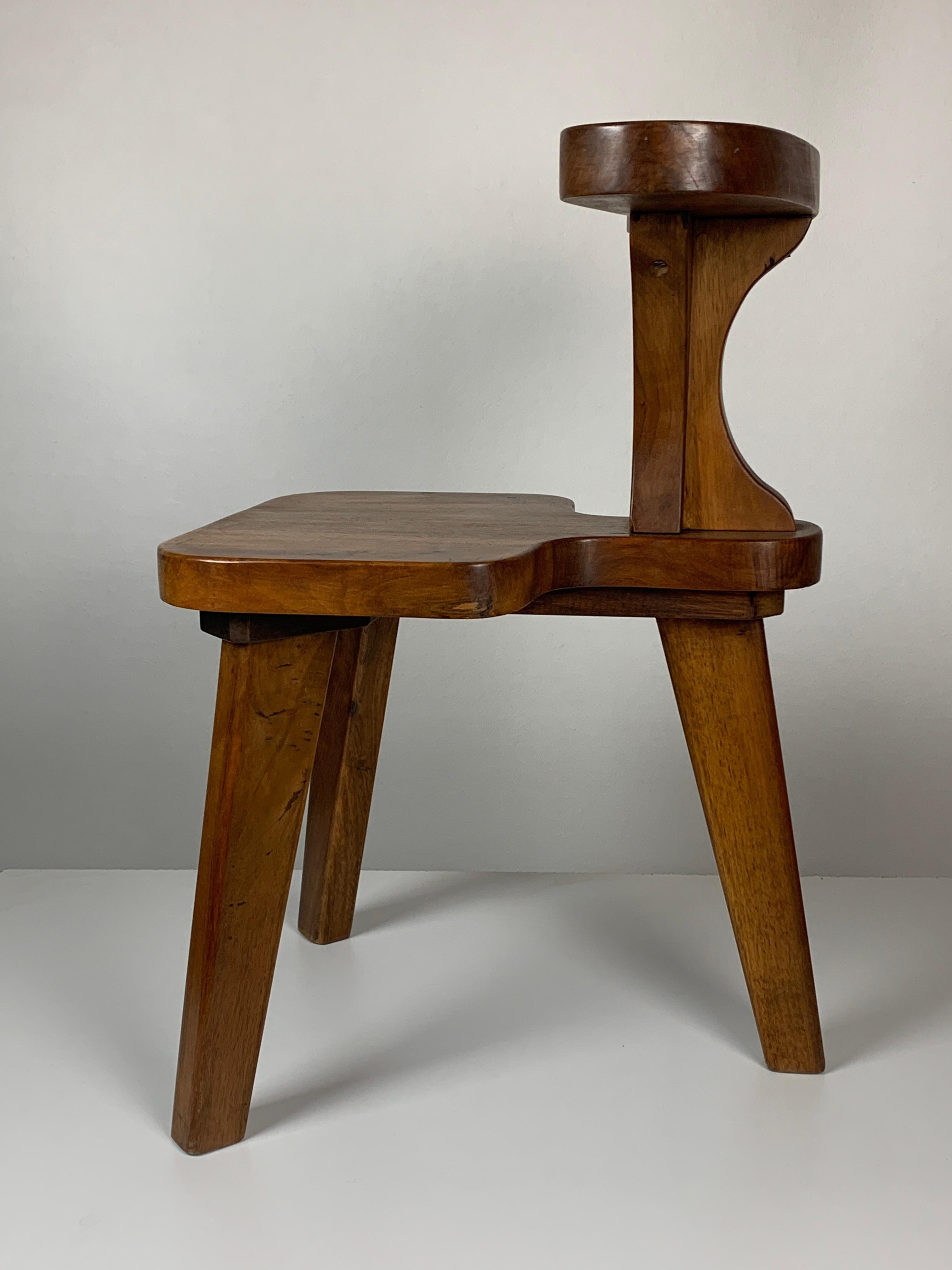 Fauteuil d'appoint tripode de combat ou de conversation brutaliste du milieu du siècle dernier, néerlandais 1950 4
