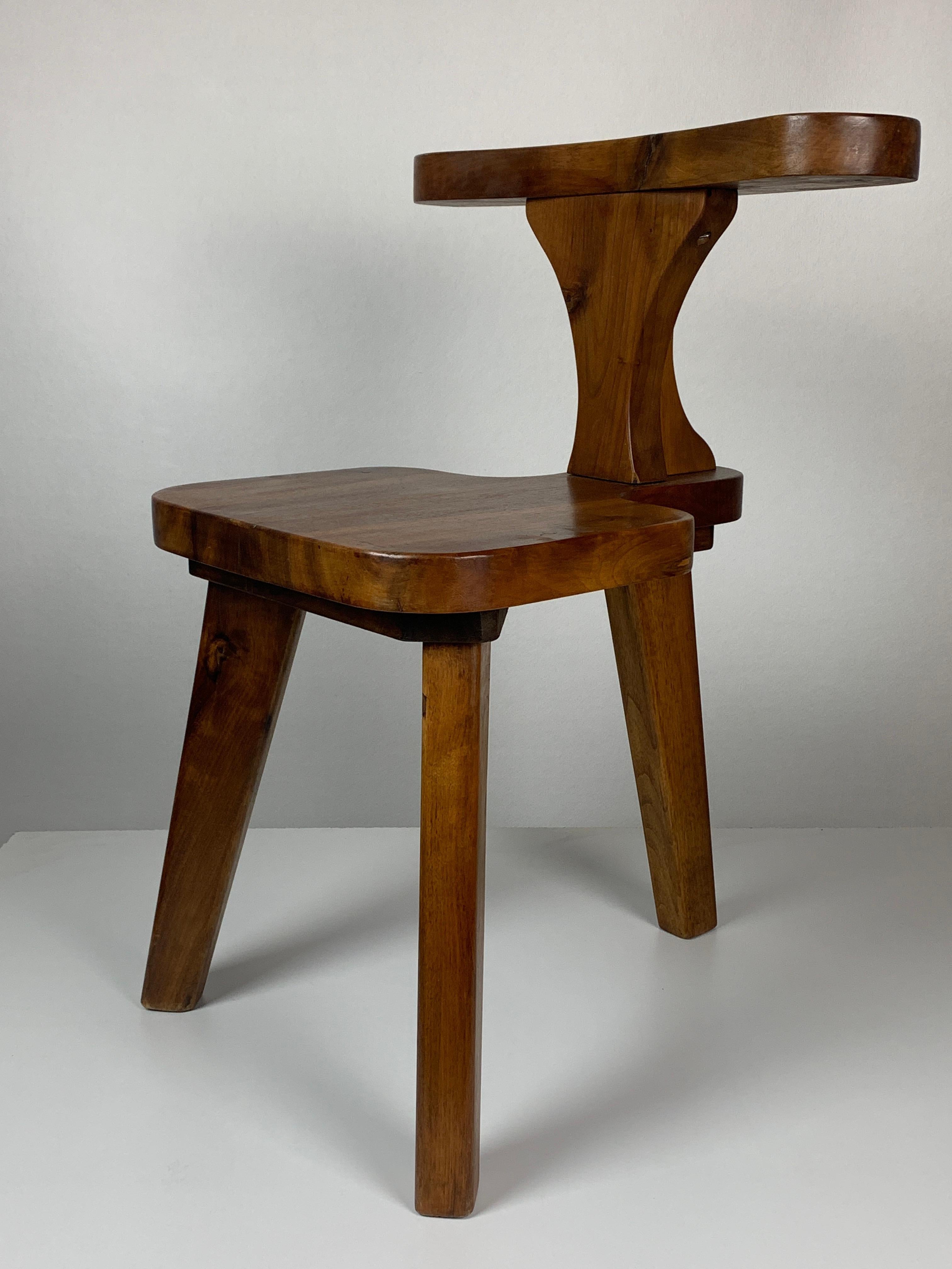 Fauteuil d'appoint tripode de combat ou de conversation brutaliste du milieu du siècle dernier, néerlandais 1950 5