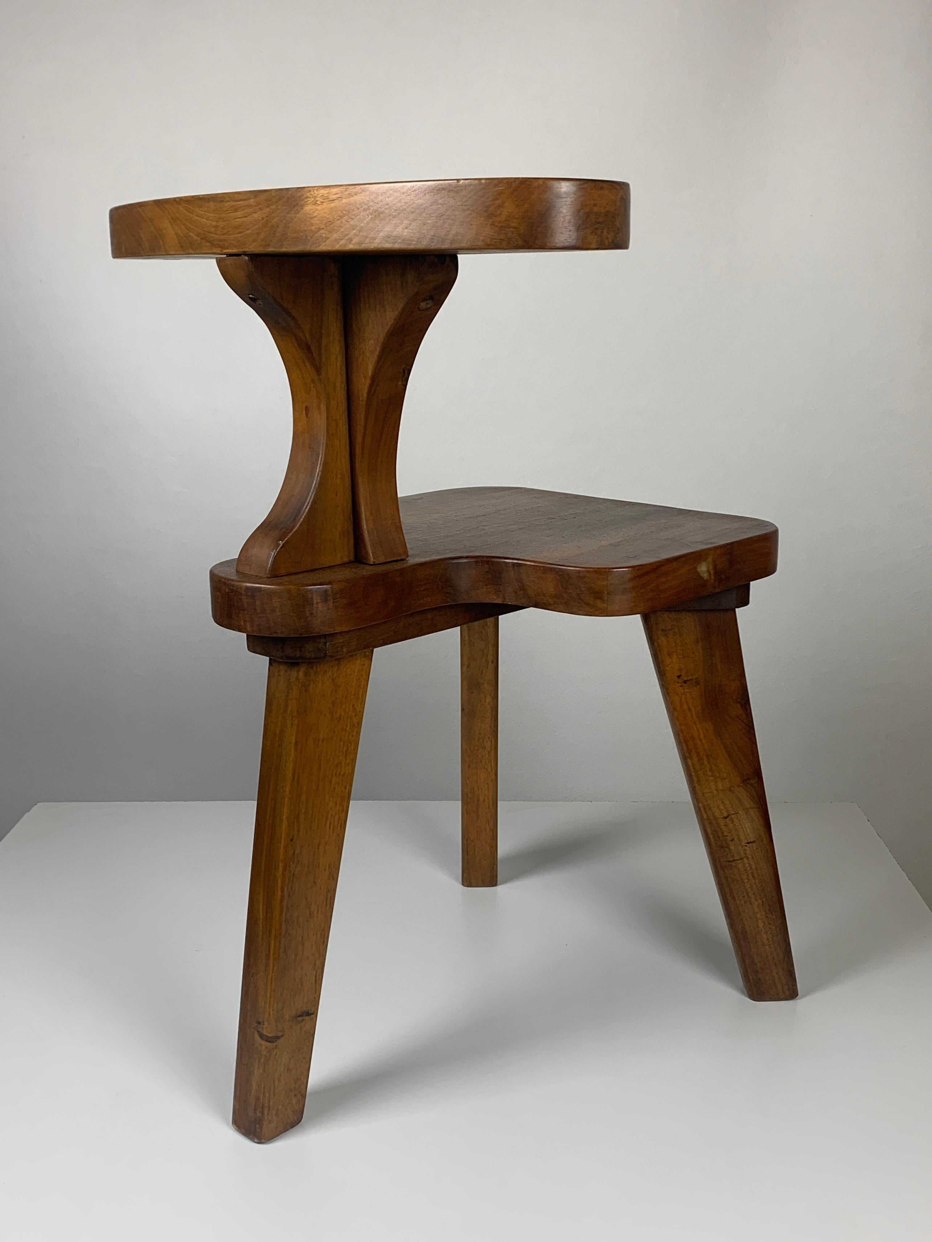 Fauteuil d'appoint tripode de combat ou de conversation brutaliste du milieu du siècle dernier, néerlandais 1950 1