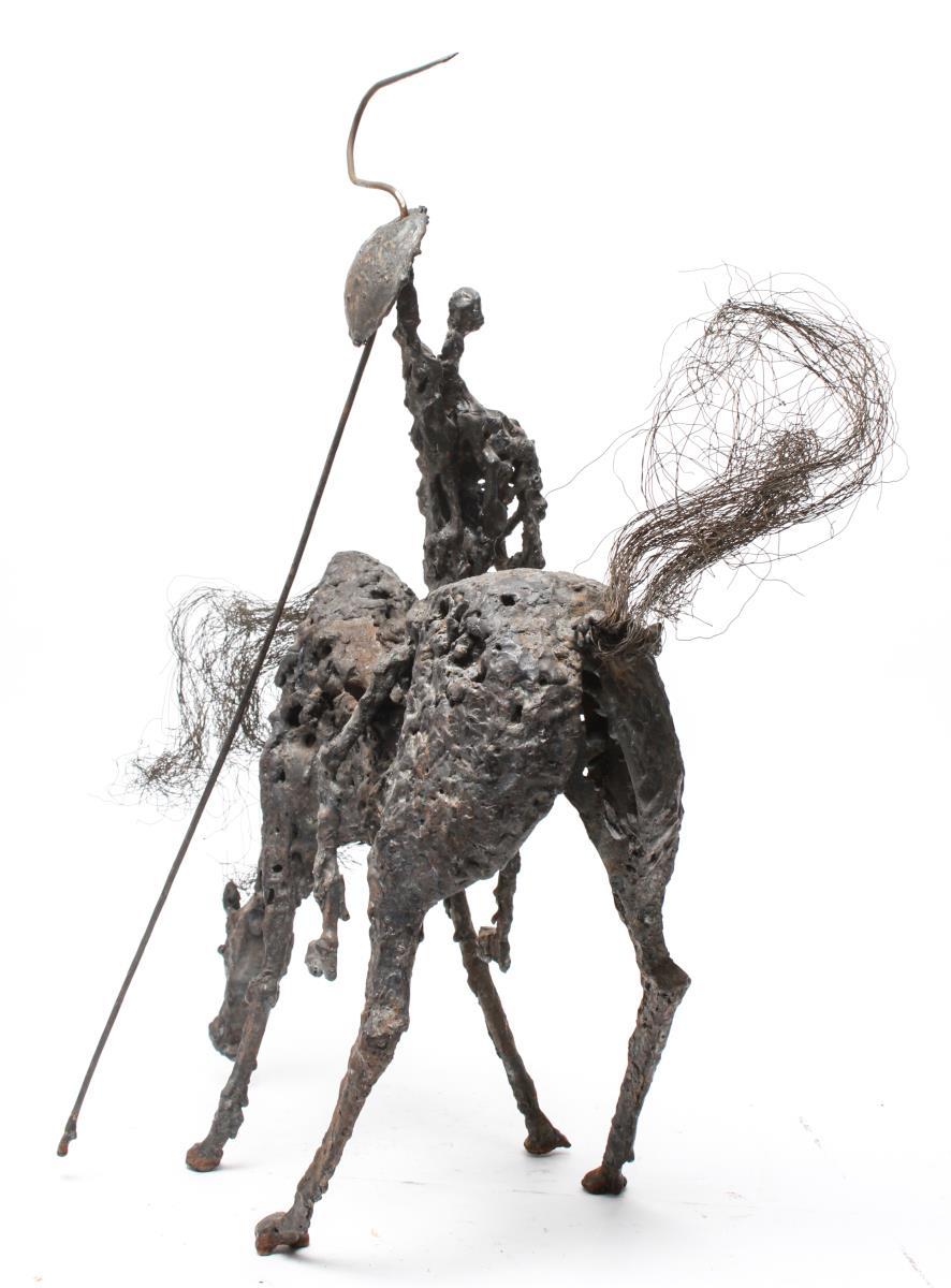 Midcentury Brutalist Don Quixote on Horse Sculpture In Good Condition In New York, NY
