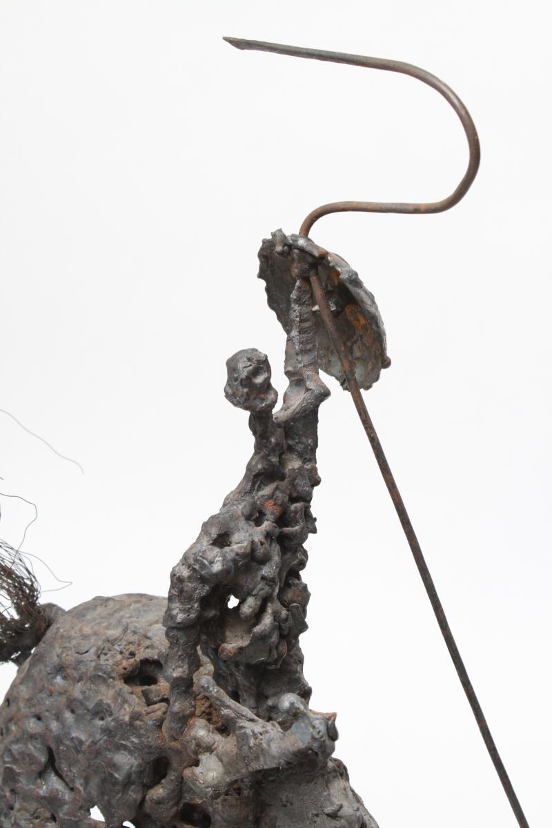 Iron Midcentury Brutalist Don Quixote on Horse Sculpture