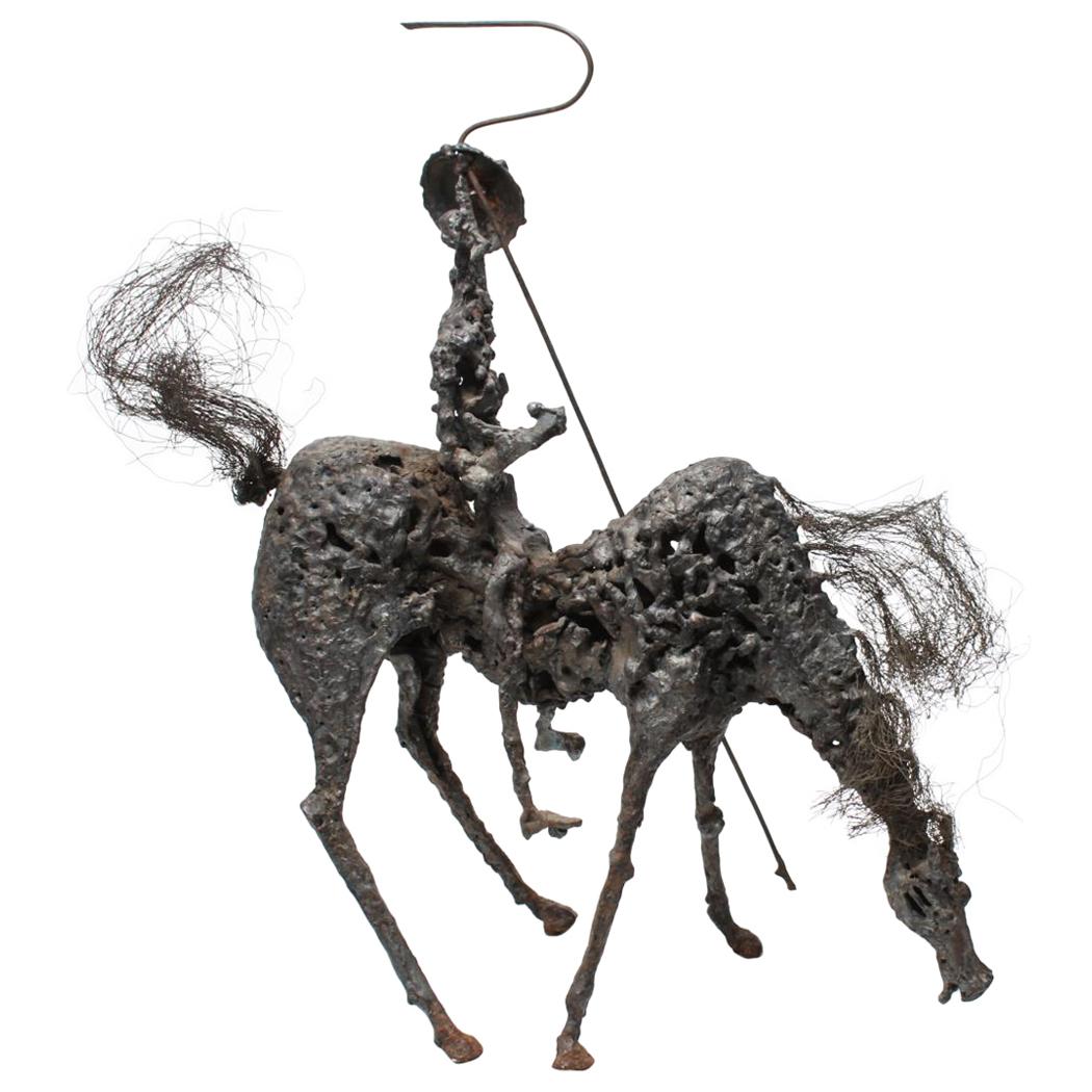 Midcentury Brutalist Don Quixote on Horse Sculpture