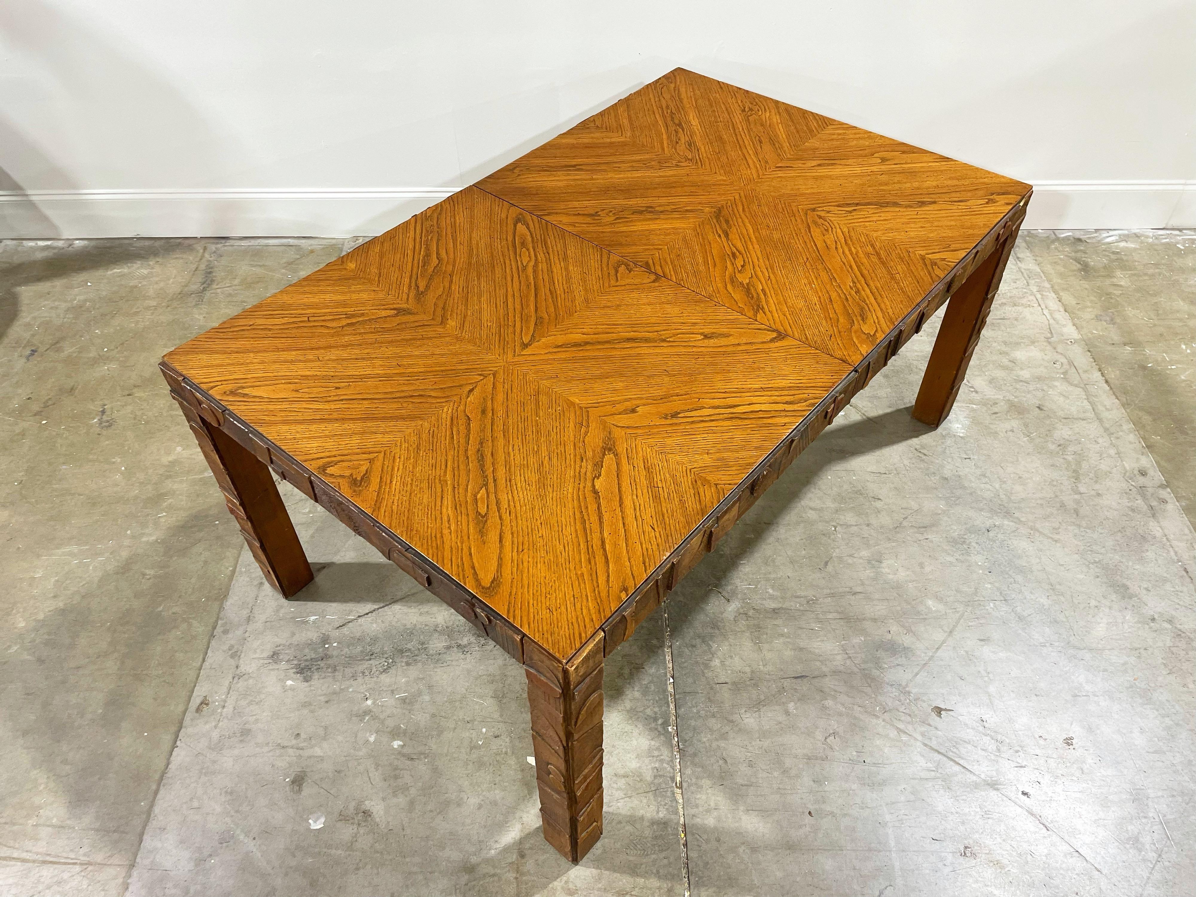 Walnut Midcentury Brutalist Lane Pueblo Dining Set Table and Chairs, Circa 1975