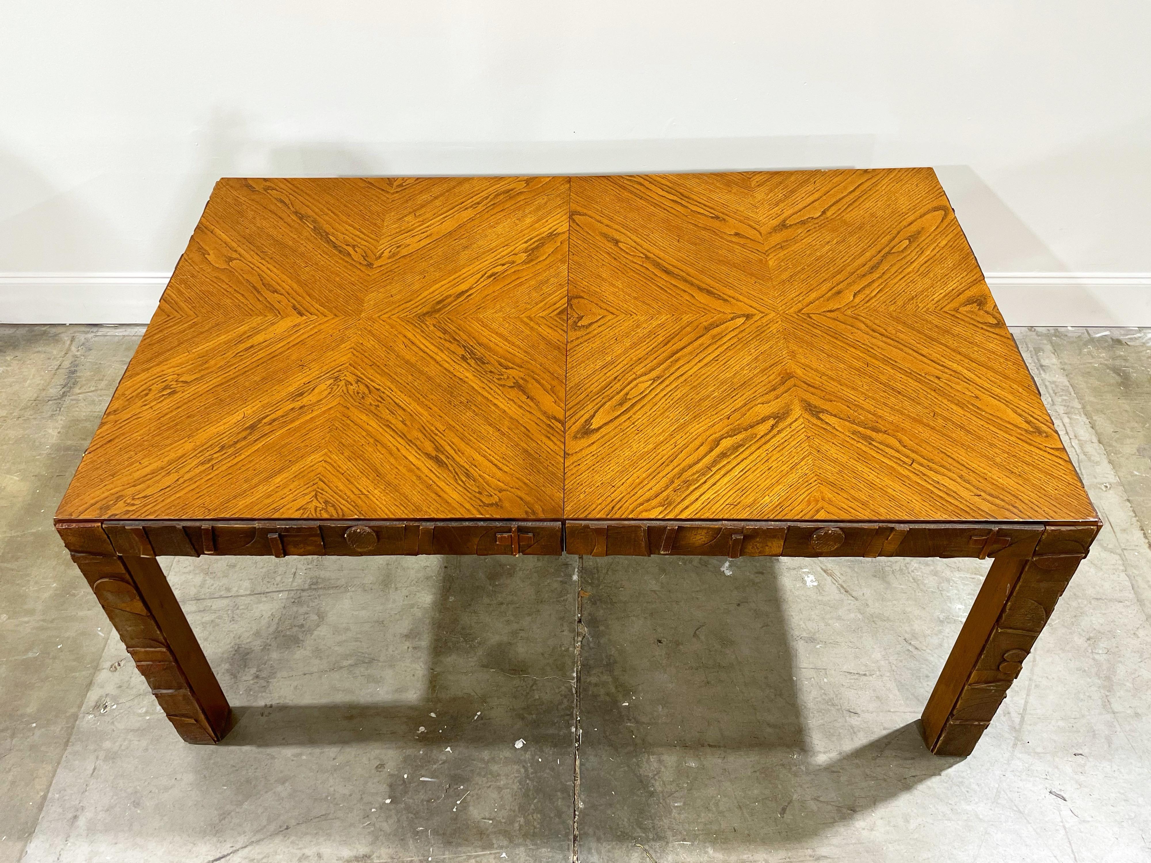 Midcentury Brutalist Lane Pueblo Dining Set Table and Chairs, Circa 1975 3