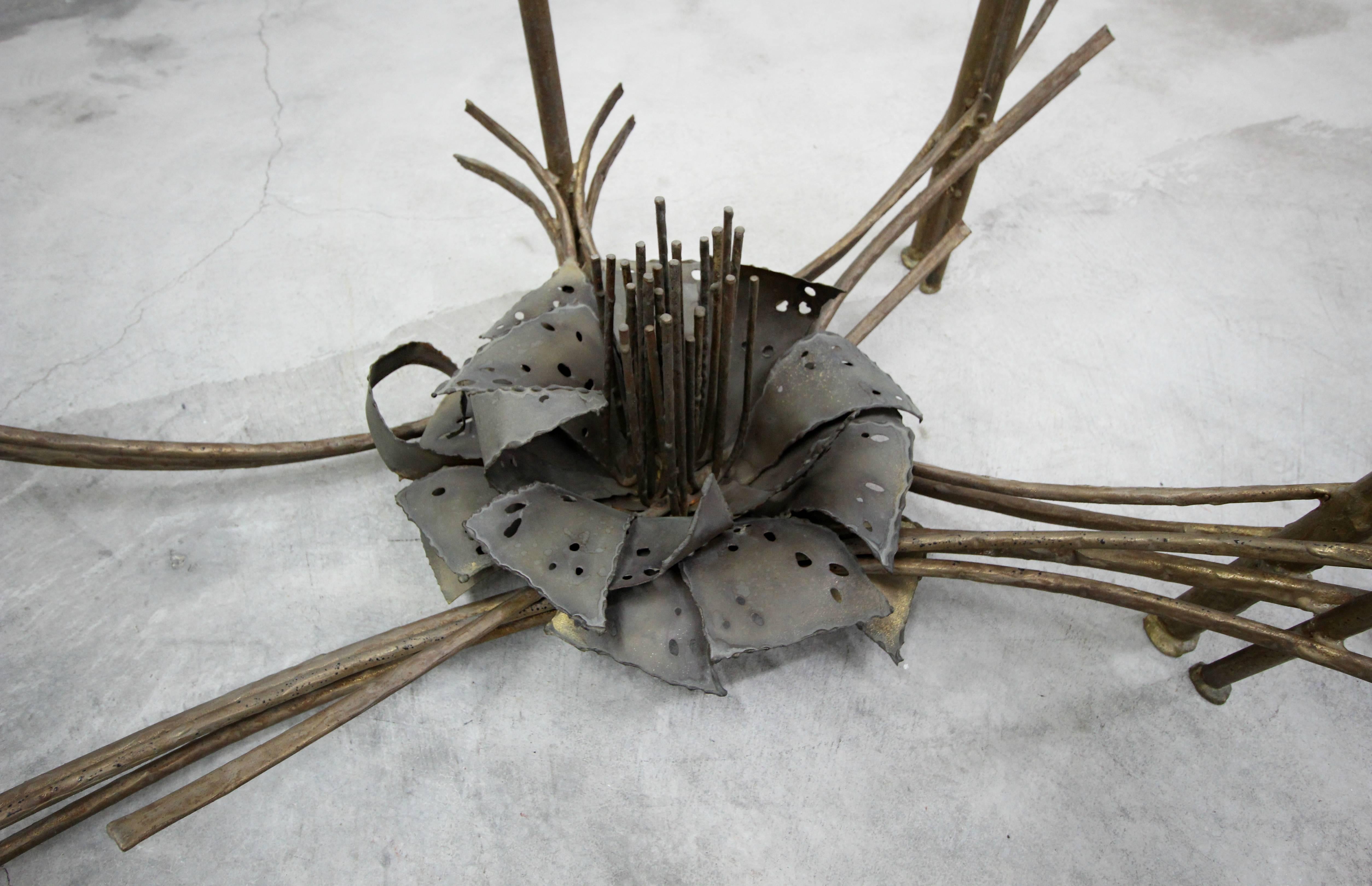 Bronze Midcentury Brutalist Lotus Coffee Table Base by Silas Seandel