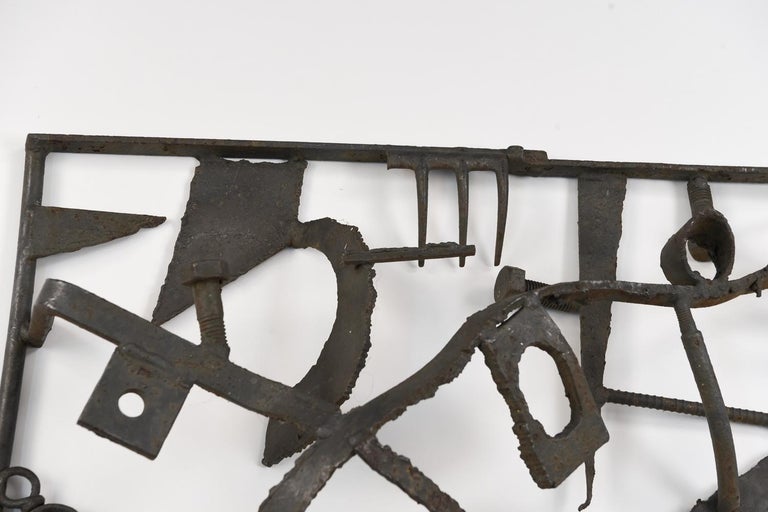 Mid-Century Modern Midcentury Brutalist Metal Wall Sculpture For Sale