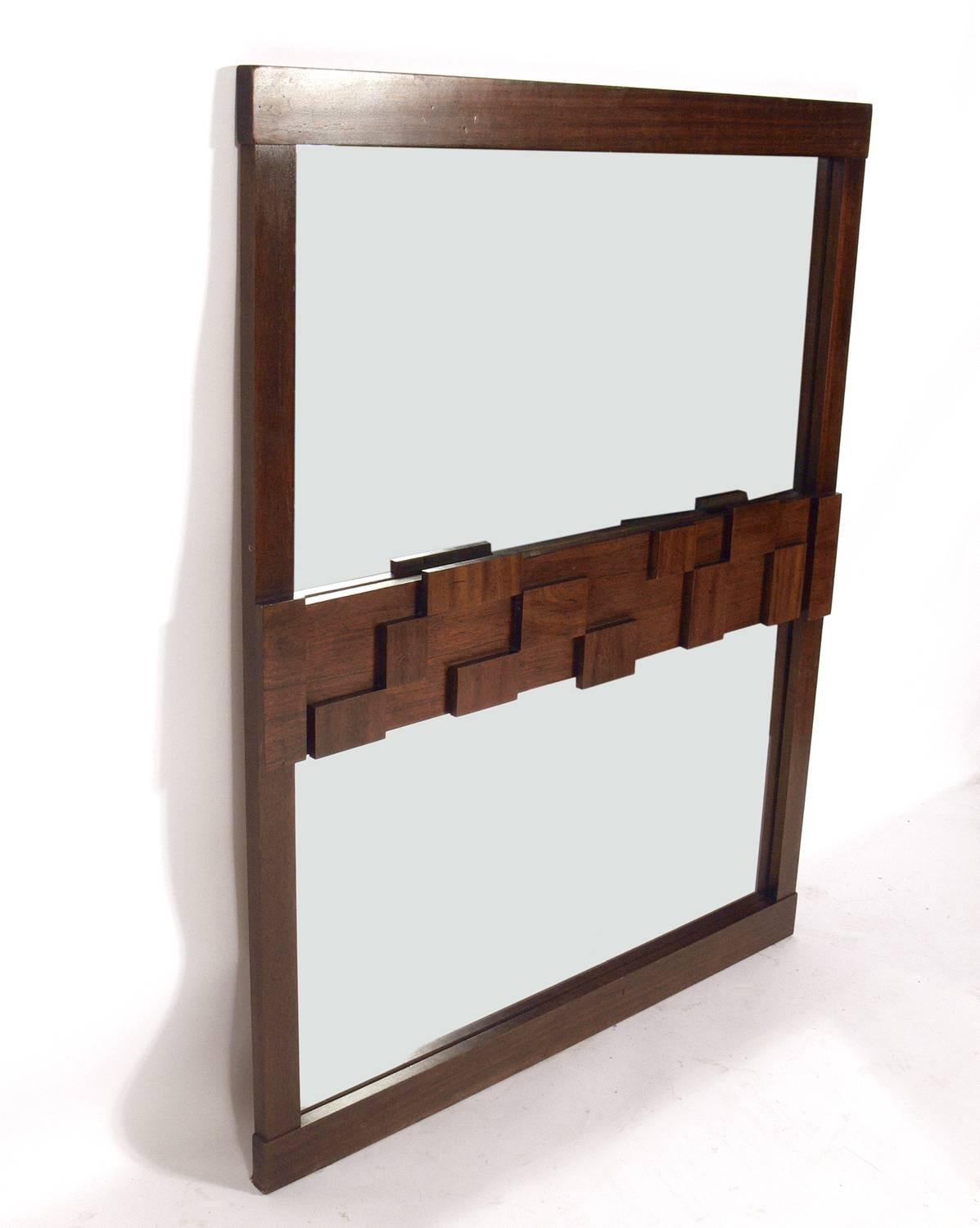 Mid-Century Modern Midcentury Brutalist Mirror by Lane For Sale
