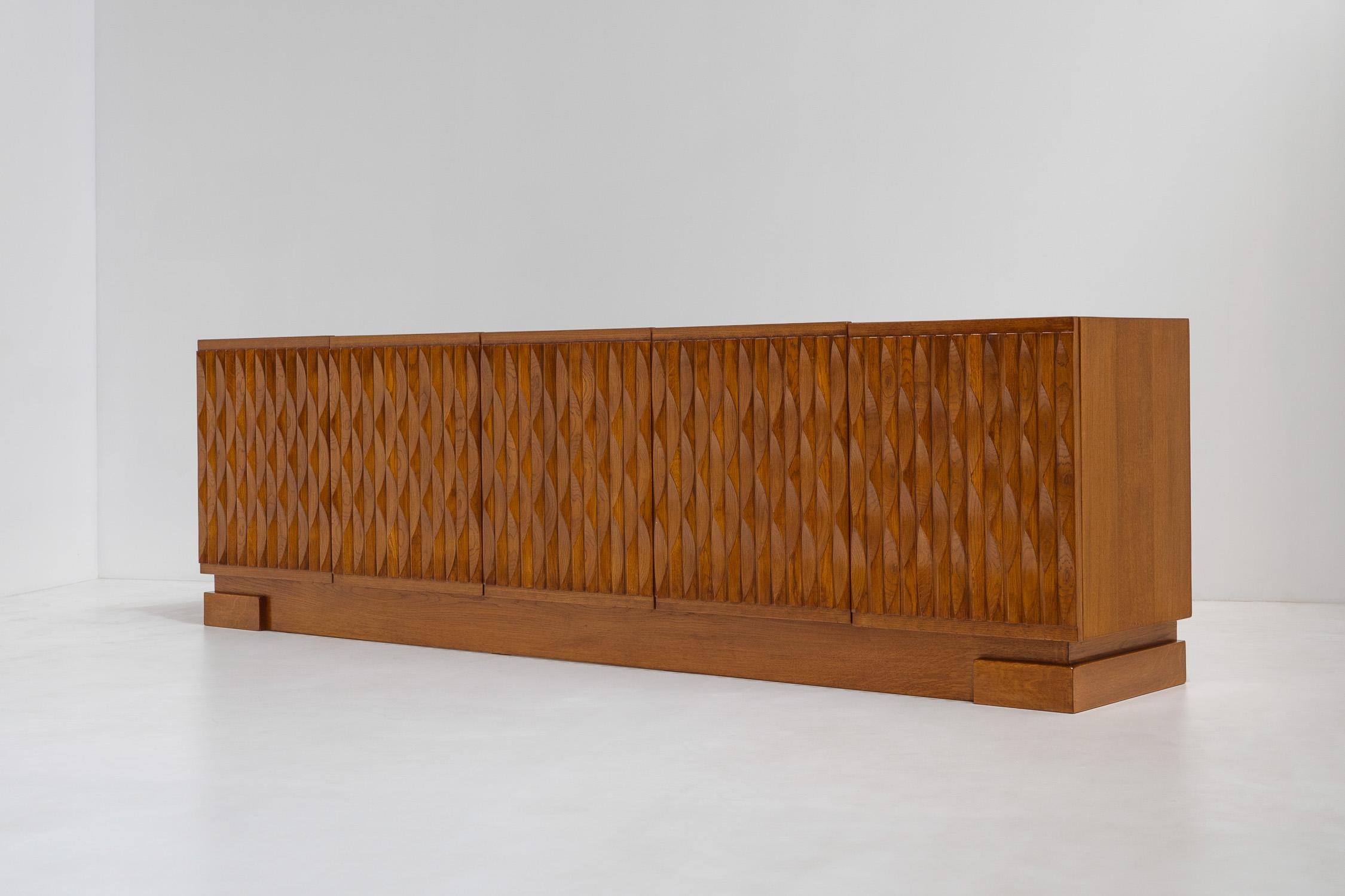 Mid-Century Modern Midcentury Brutalist Oak Sideboard, Belgium For Sale