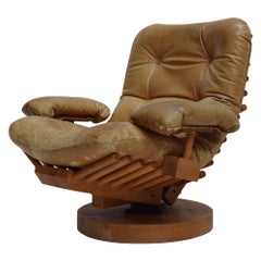 Midcentury Brutalist Pine Fish-Bone Lounge Chair 'Koala', 1970s