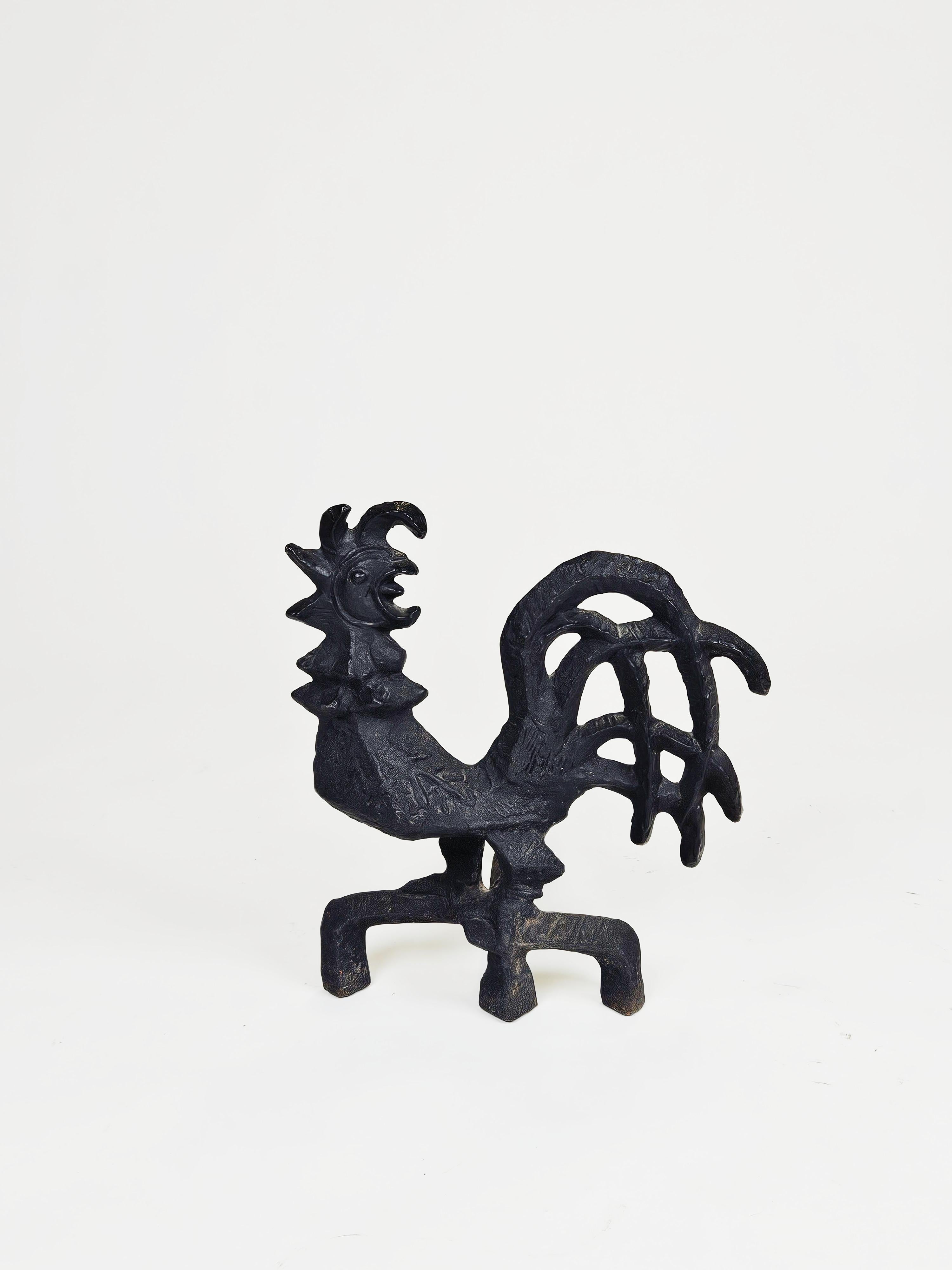 Iron Midcentury brutalist rooster fire screen by Olle Hermansson, Husqvarna, Sweden For Sale