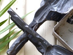 Midcentury Brutalist Sconce Iron and Murano Glass