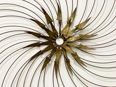 Midcentury Brutalist Spiral Wall Nail Art, Torch Cut Brass After C. Jere