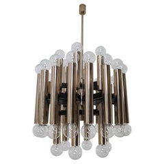 Midcentury Brutalist Steel Chandelier with 48-Light Bulbs, Berlin, 1960s