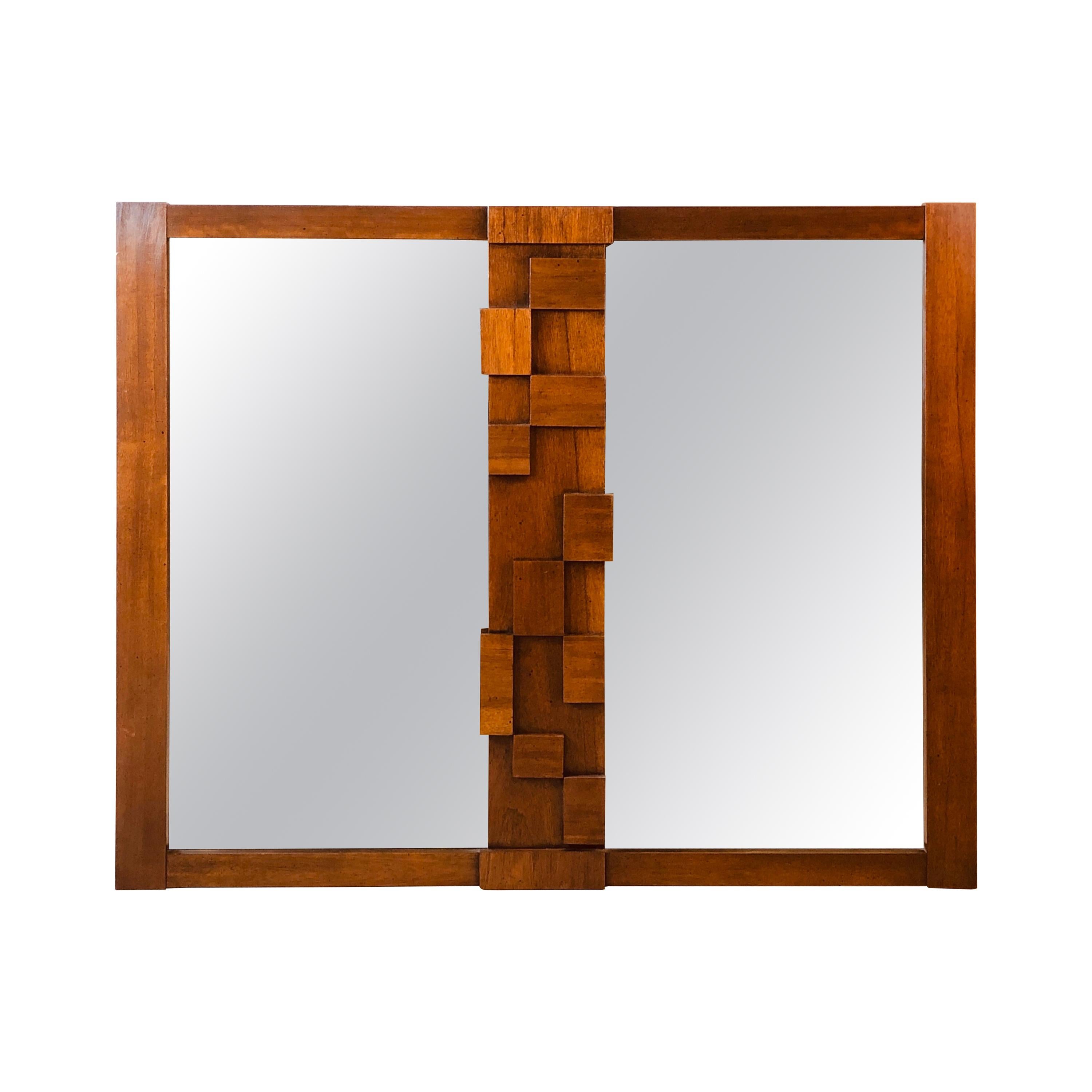 Midcentury Brutalist Style Wall Mirror For Sale