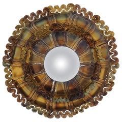 Specchio convesso in metallo misto con taglio a torcia del Midcentury Brutalist