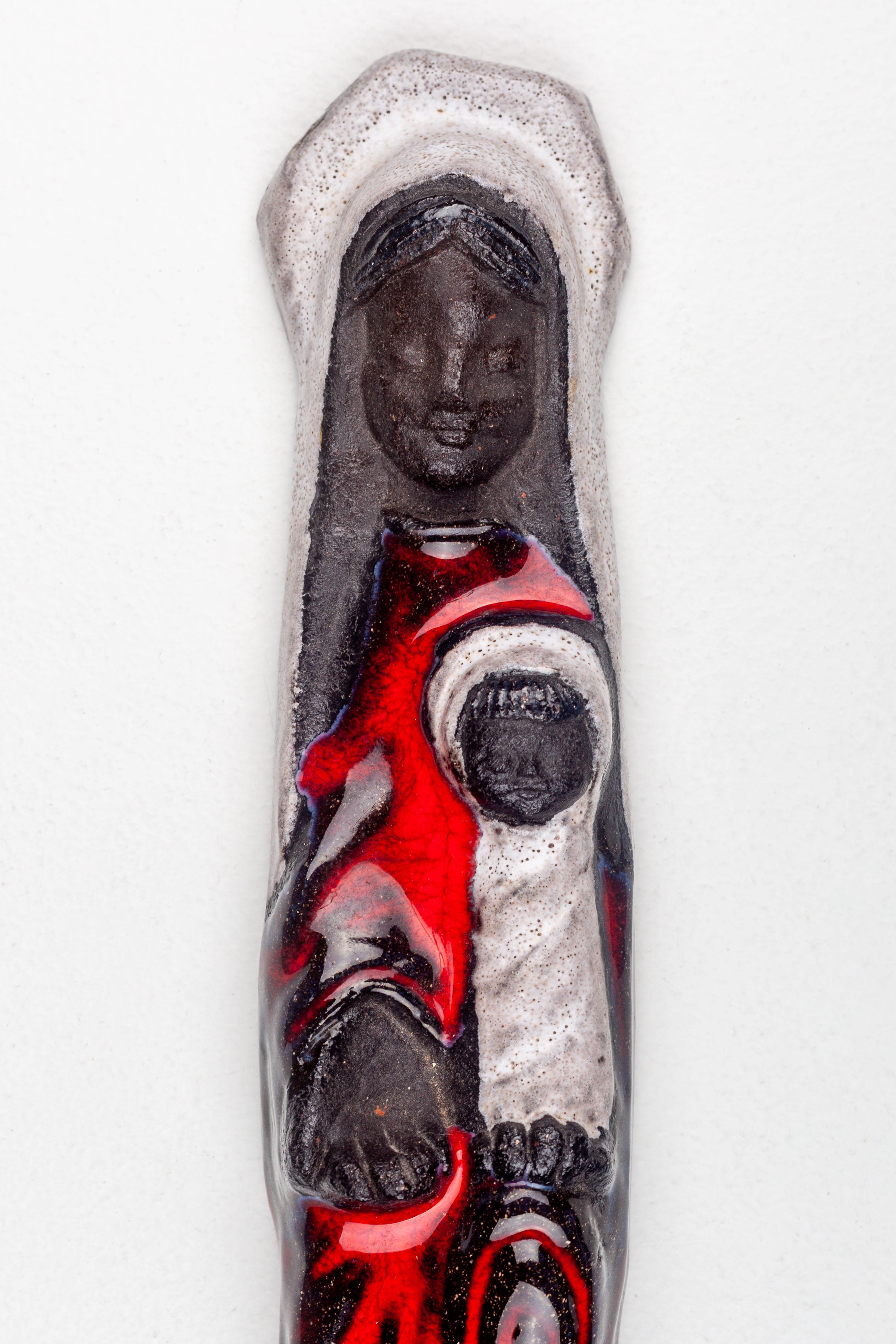 Mid-Century Modern Midcentury Brutalist Virgin Mary & Child Jesus, Handmade Studio Pottery, Europe For Sale
