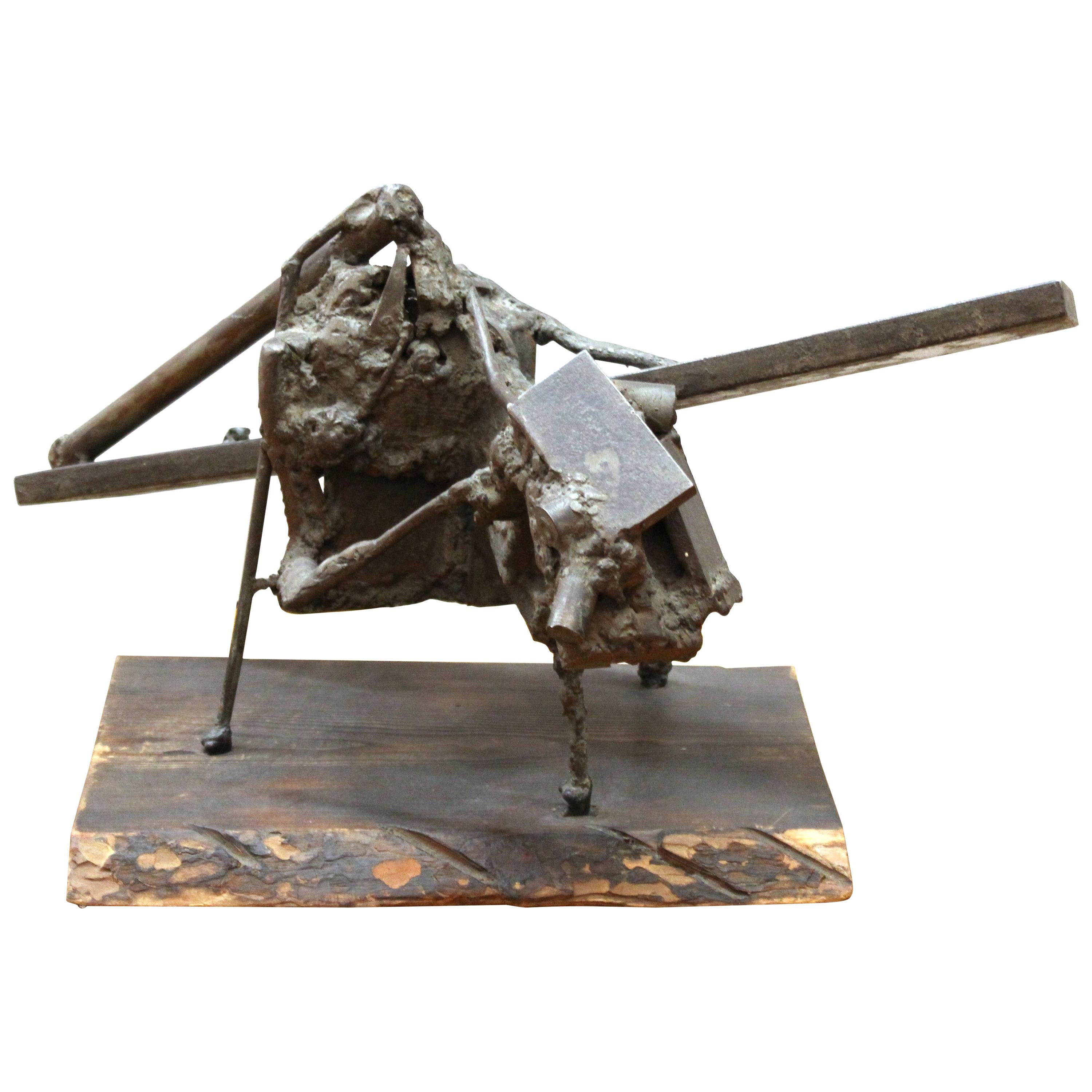 Midcentury Brutalist Welded Metal Abstract Assemblage Sculpture