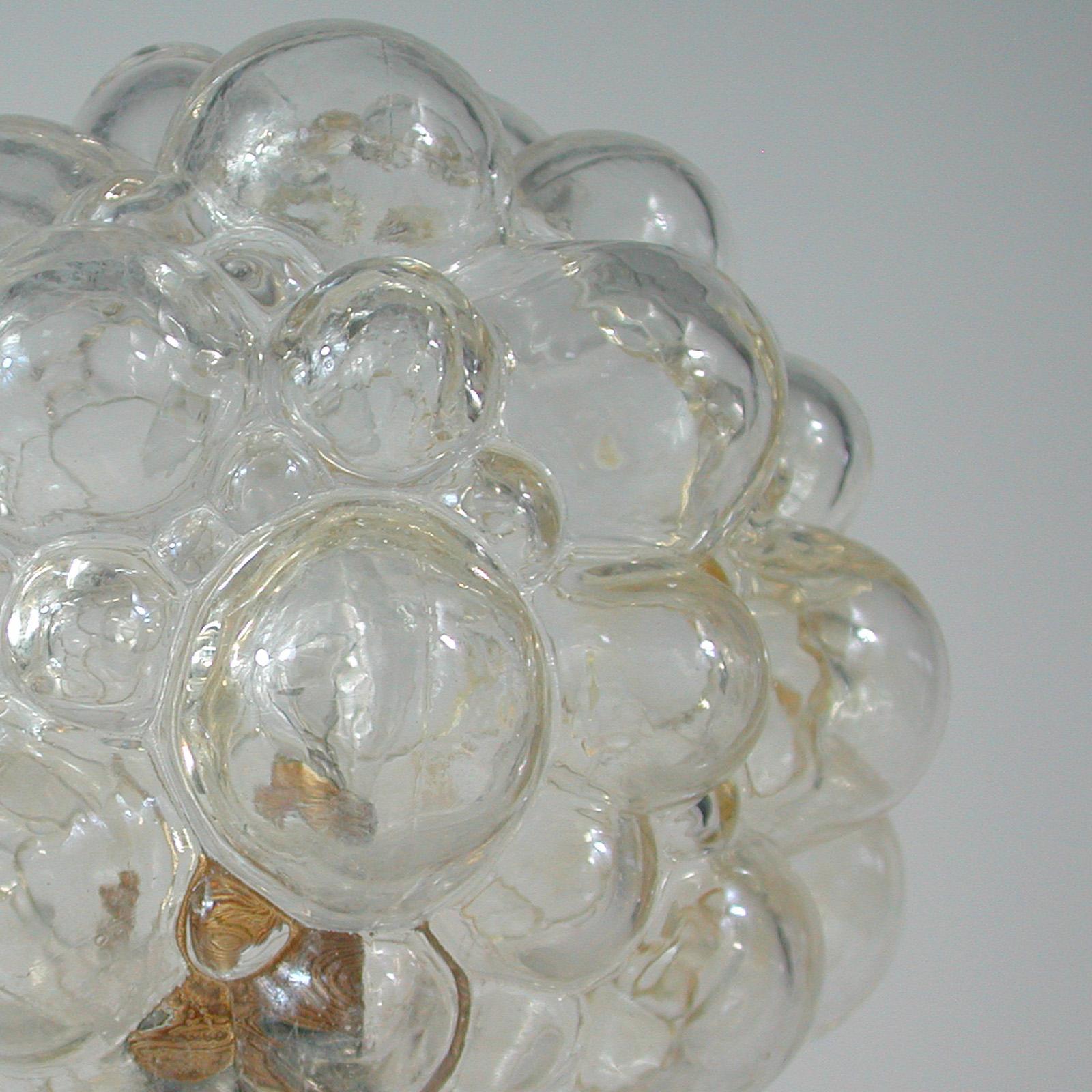 Midcentury Bubble Glass and Brass Table Lamp by Helena Tynell for Limburg, 1960s For Sale 6