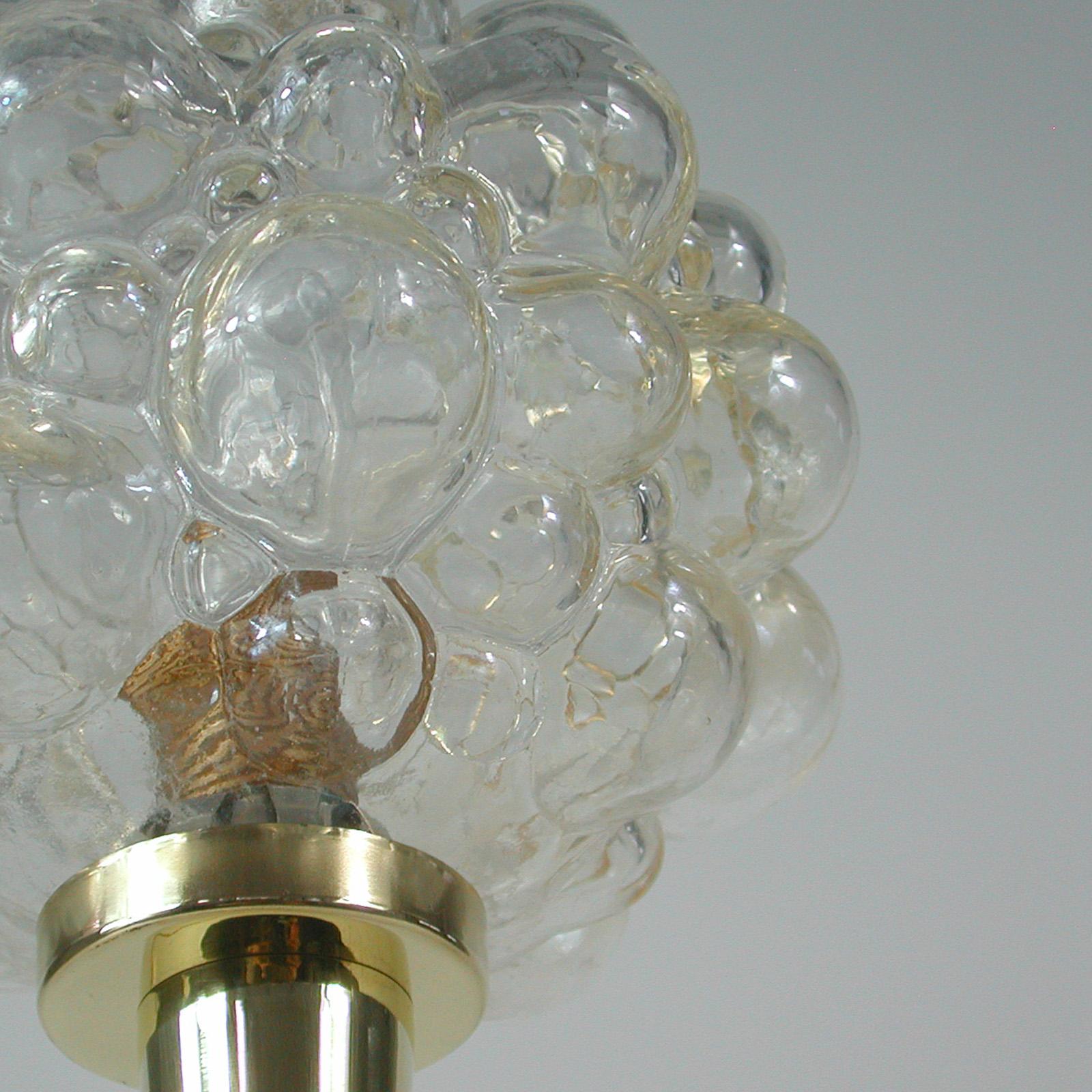 Midcentury Bubble Glass and Brass Table Lamp by Helena Tynell for Limburg, 1960s For Sale 8