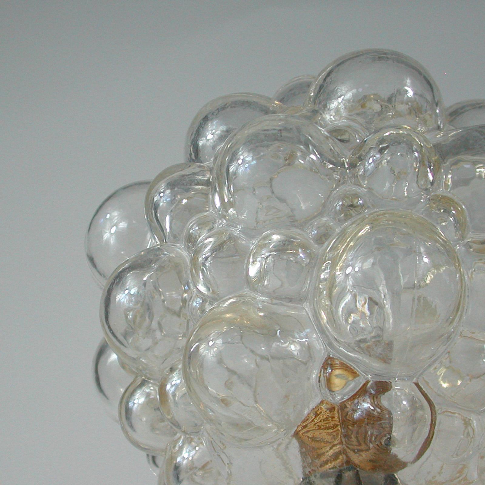 Midcentury Bubble Glass and Brass Table Lamp by Helena Tynell for Limburg, 1960s For Sale 9