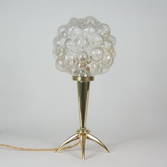 Midcentury Bubble Glass and Brass Table Lamp by Helena Tynell for Limburg, 1960s