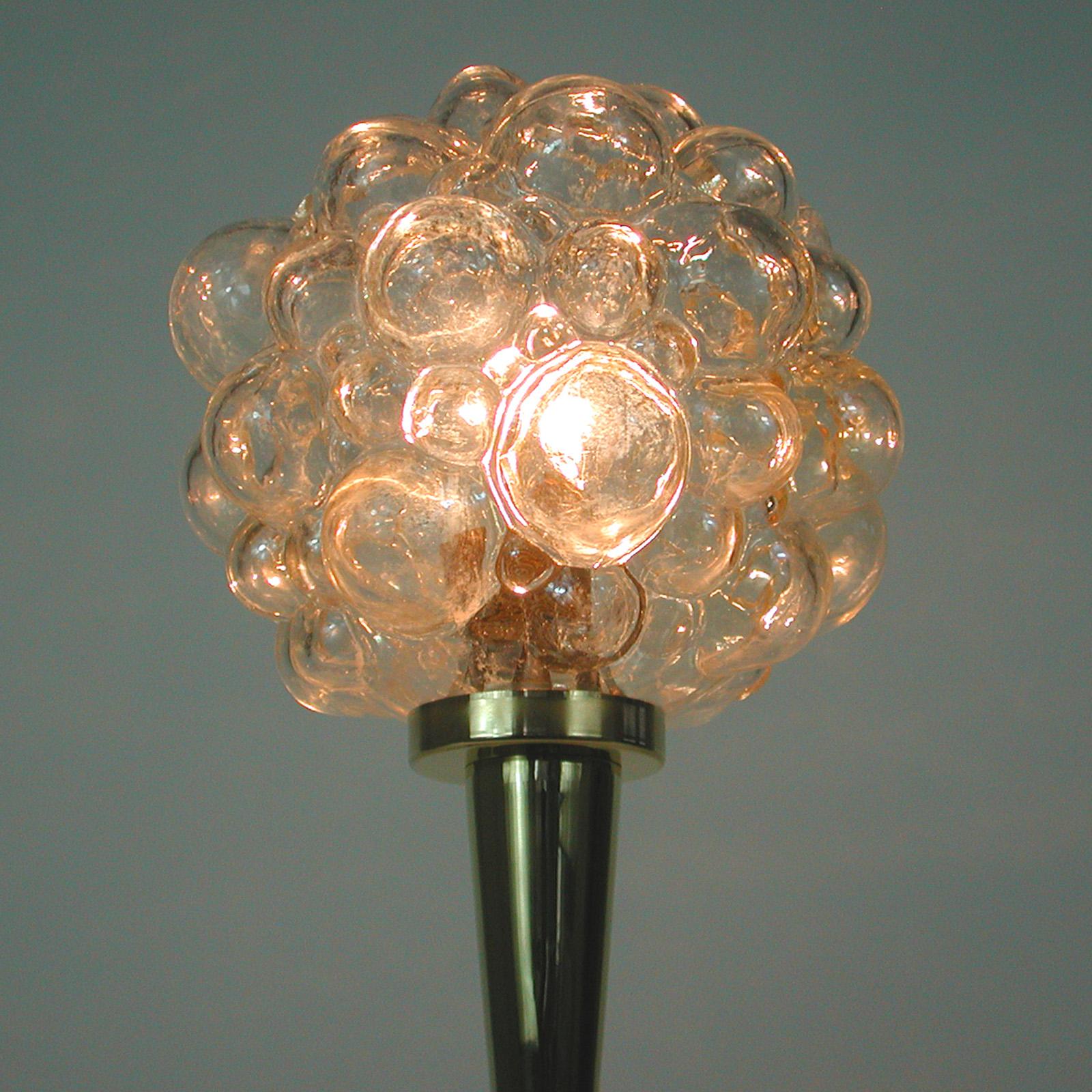 Mid-20th Century Midcentury Bubble Glass and Brass Table Lamp by Helena Tynell for Limburg, 1960s For Sale