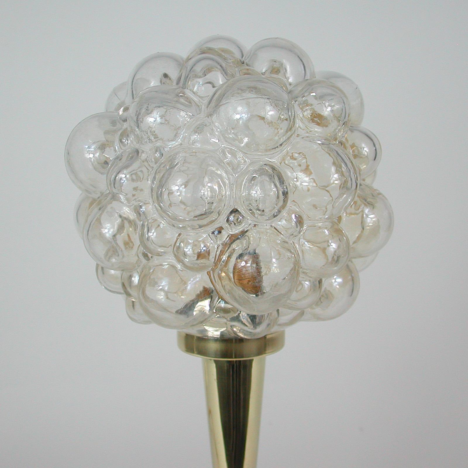 Midcentury Bubble Glass and Brass Table Lamp by Helena Tynell for Limburg, 1960s For Sale 2