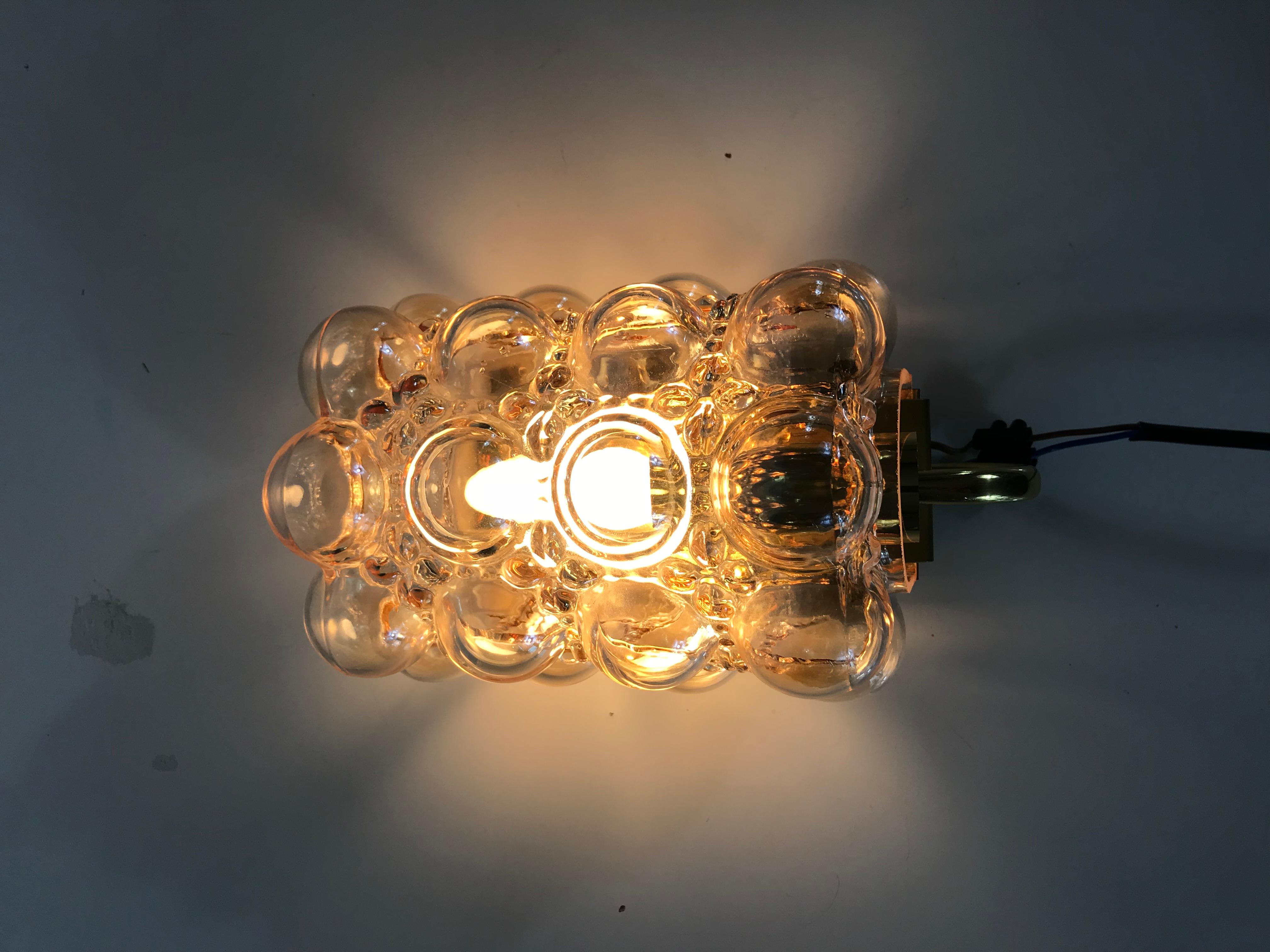 Brass Midcentury Bubble Glass Wall Lamp by Helena Tynell for Limburg, 1960s