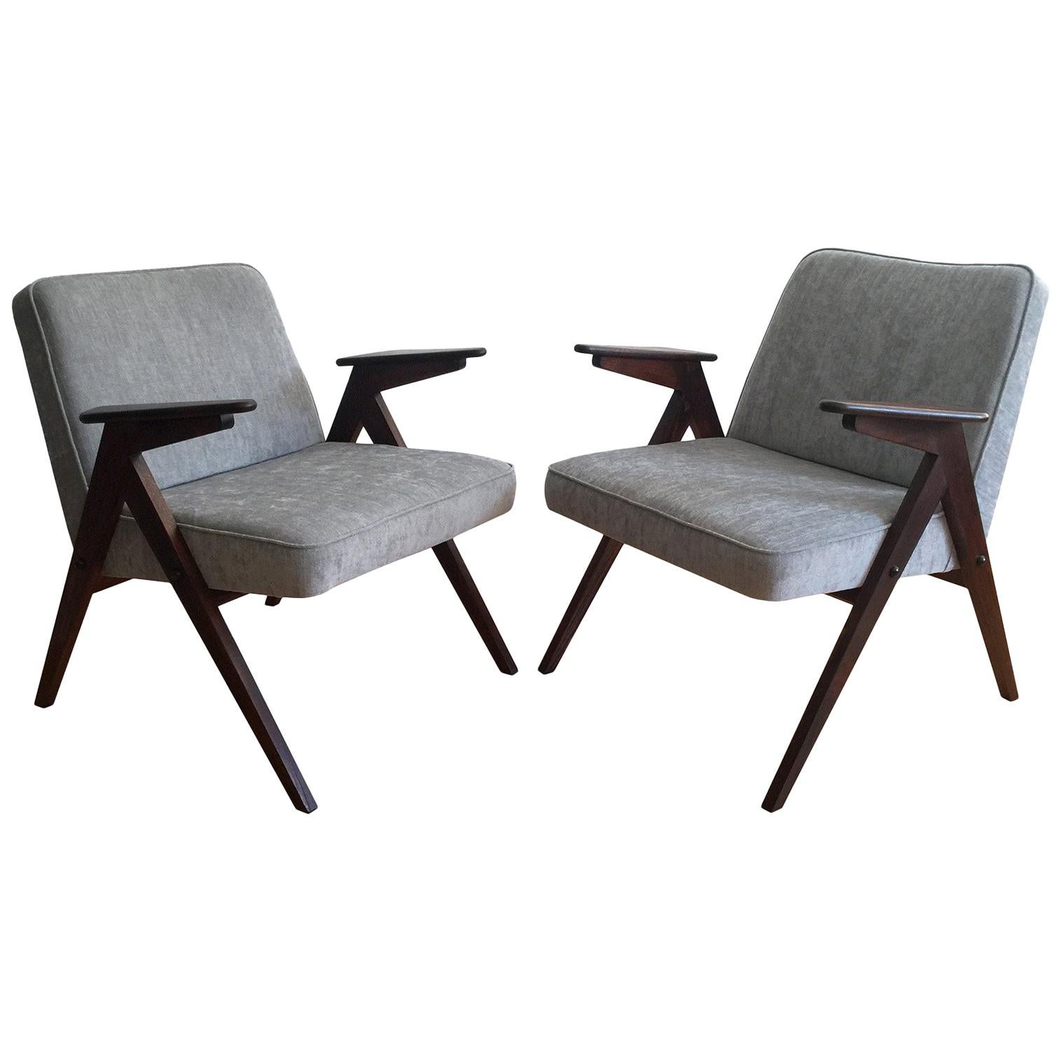 Midcentury Bunny Armchairs Set in Grey, 1970s For Sale