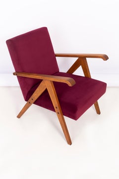 Midcentury Burgundy Velvet VAR Armchair, 1960s