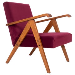 Midcentury-Sessel aus burgunderrotem Samt VAR, Europa, 1960er Jahre