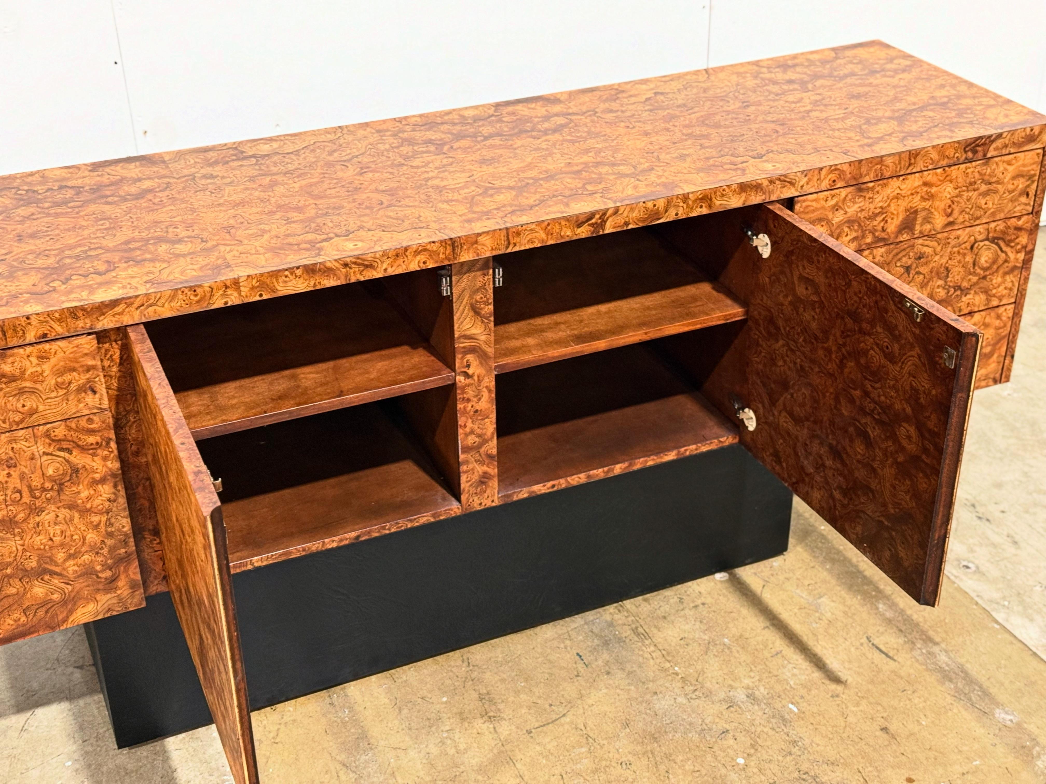 Midcentury Burl Credenza by Eppinger - Vintage Cabinet - after Milo Baughman 3
