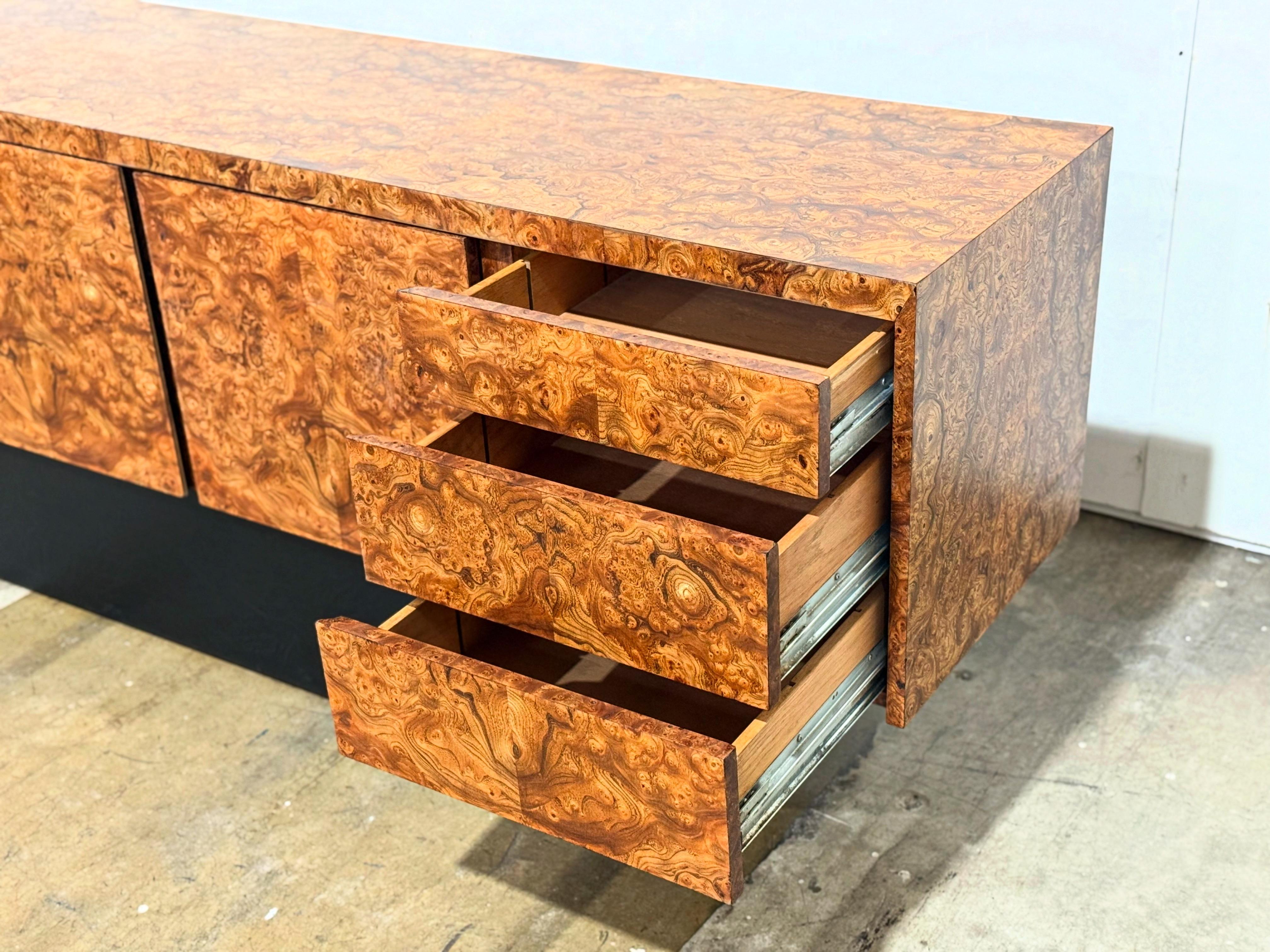 Midcentury Burl Credenza by Eppinger - Vintage Cabinet - after Milo Baughman 4