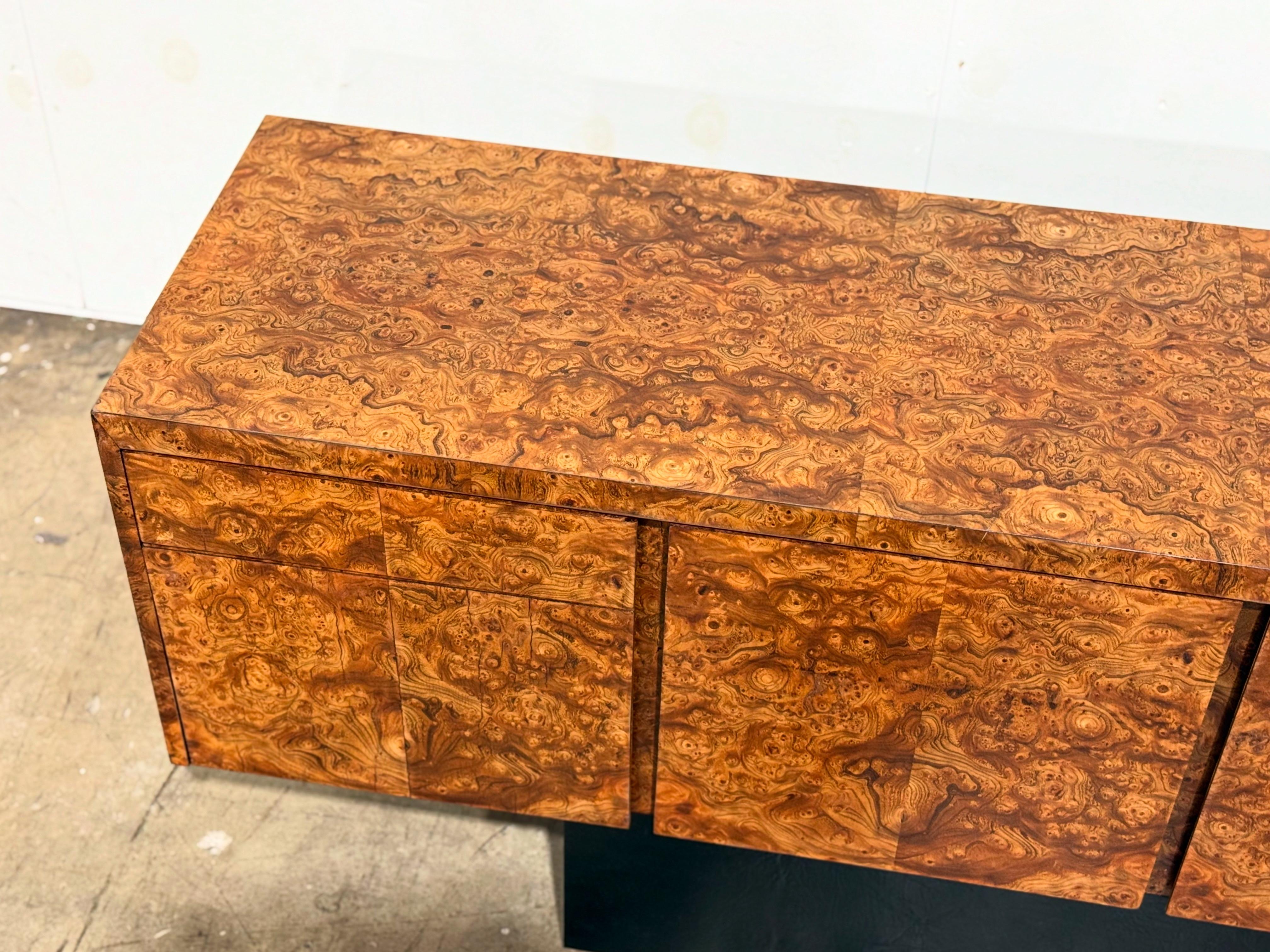 Mid-Century Modern Midcentury Burl Credenza by Eppinger - Vintage Cabinet - after Milo Baughman
