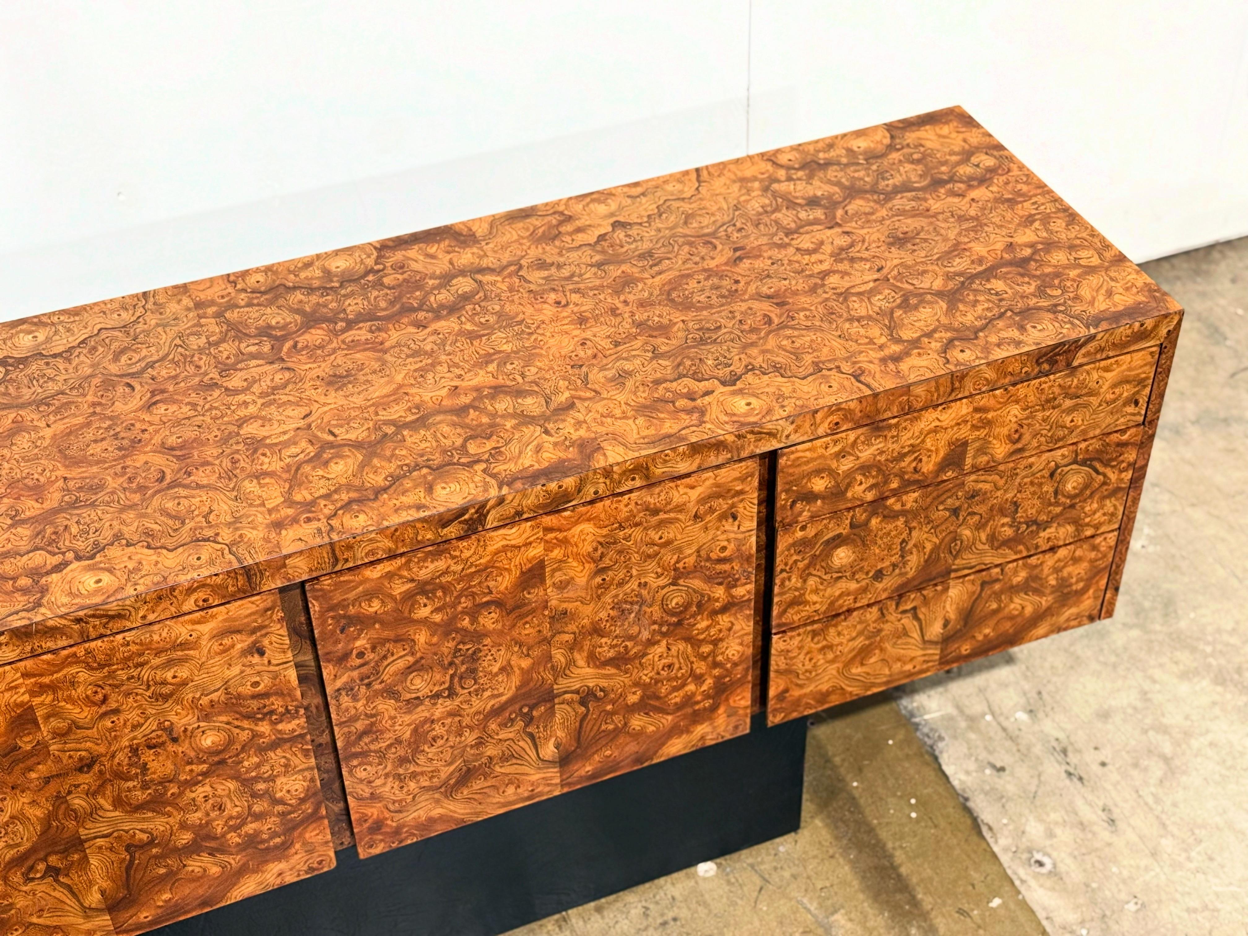 American Midcentury Burl Credenza by Eppinger - Vintage Cabinet - after Milo Baughman