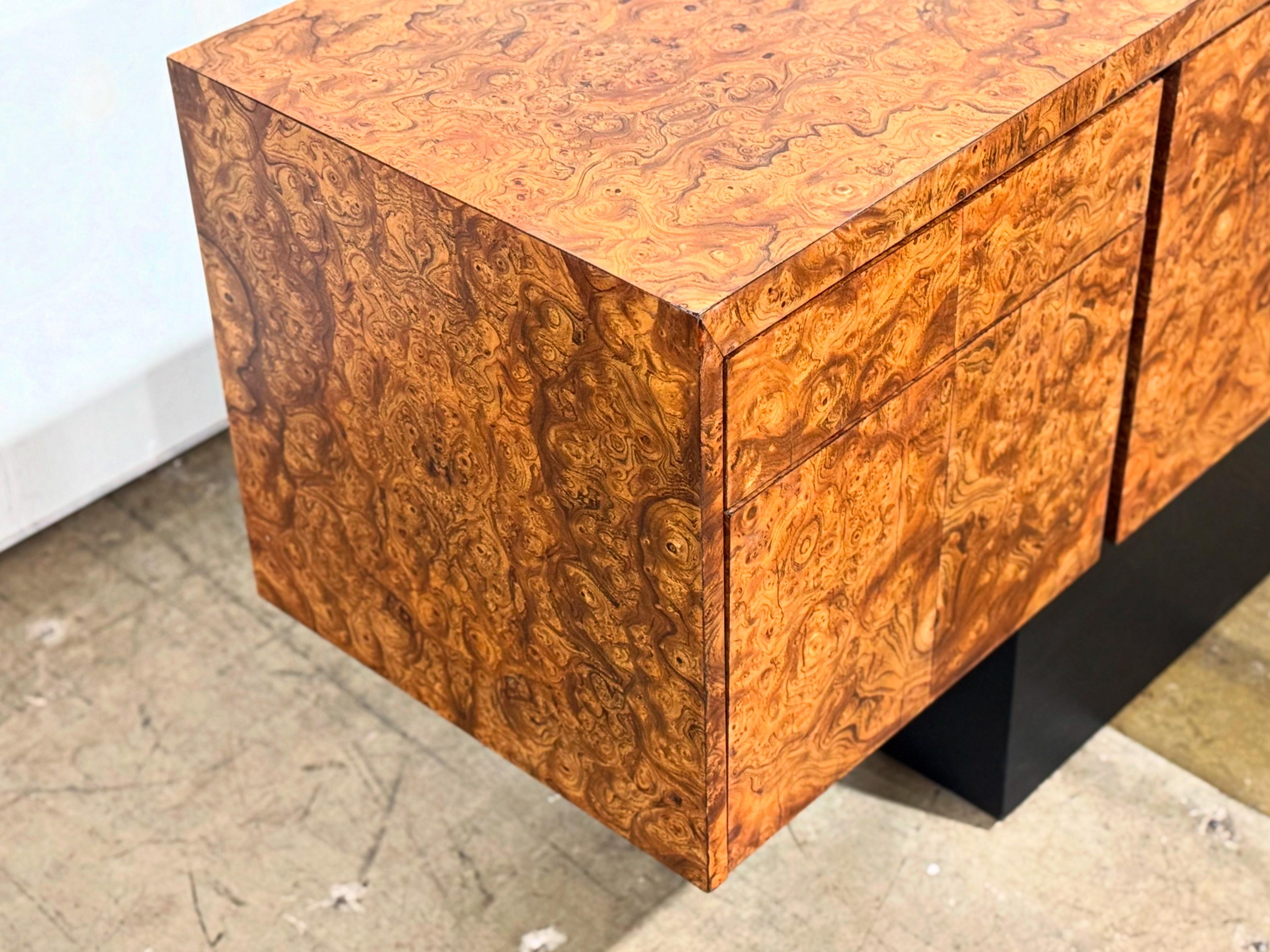 Elm Midcentury Burl Credenza by Eppinger - Vintage Cabinet - after Milo Baughman