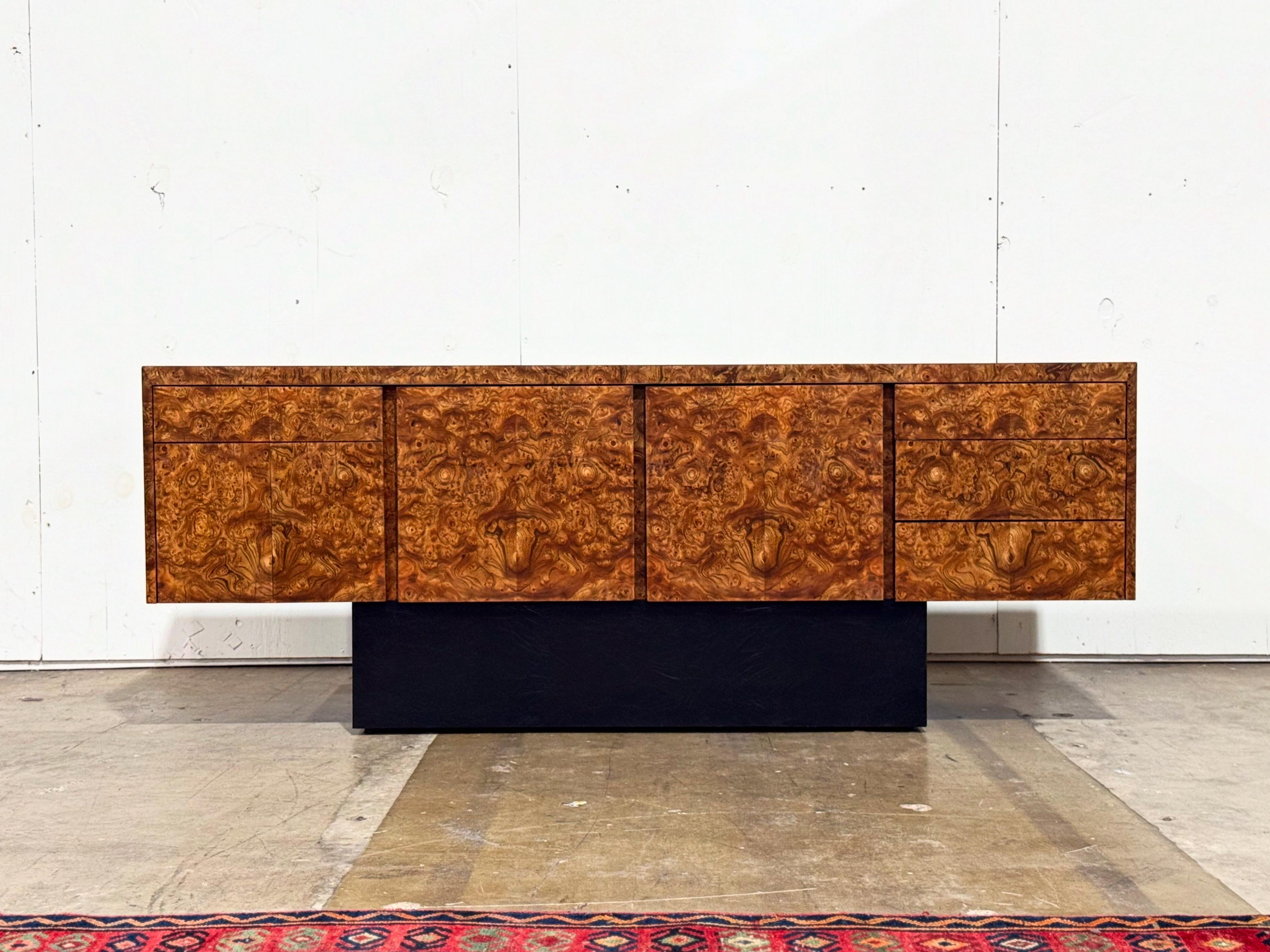 Midcentury Burl Credenza by Eppinger - Vintage Cabinet - after Milo Baughman 1