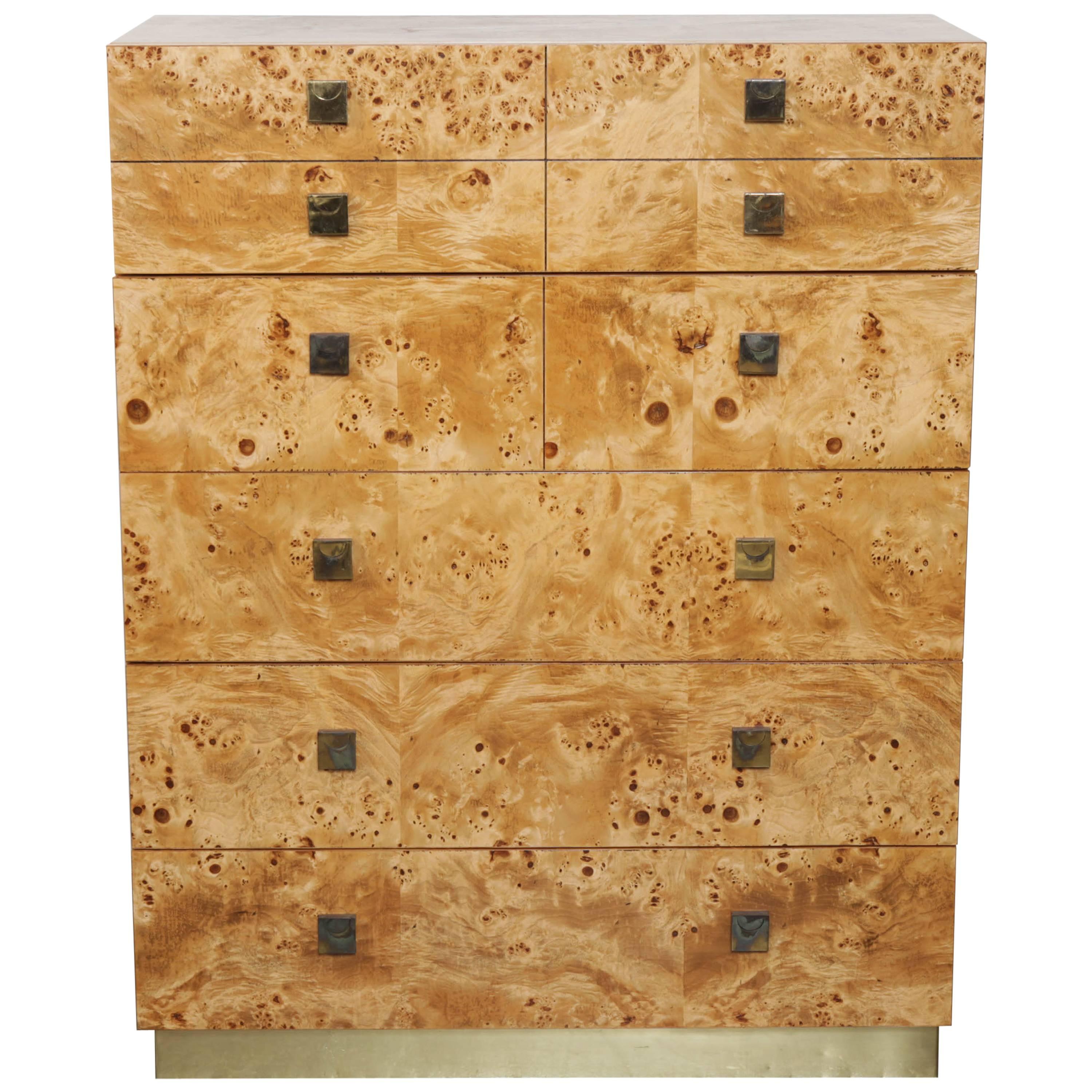 Midcentury Burl Olive Wood Dresser