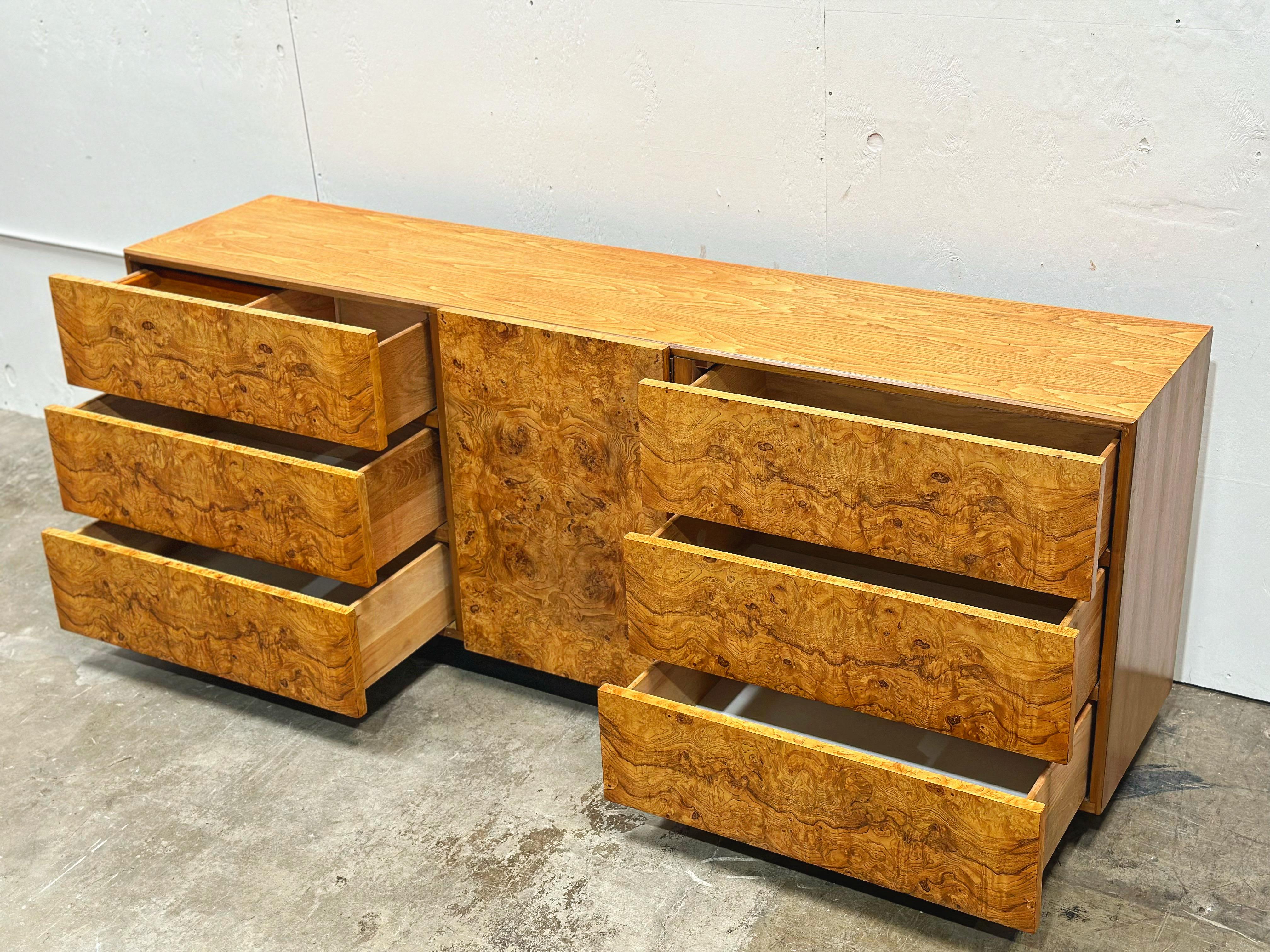 Midcentury Burl Wood Alpha Dresser Credenza - Roland Carter for Lane - 1970s 4