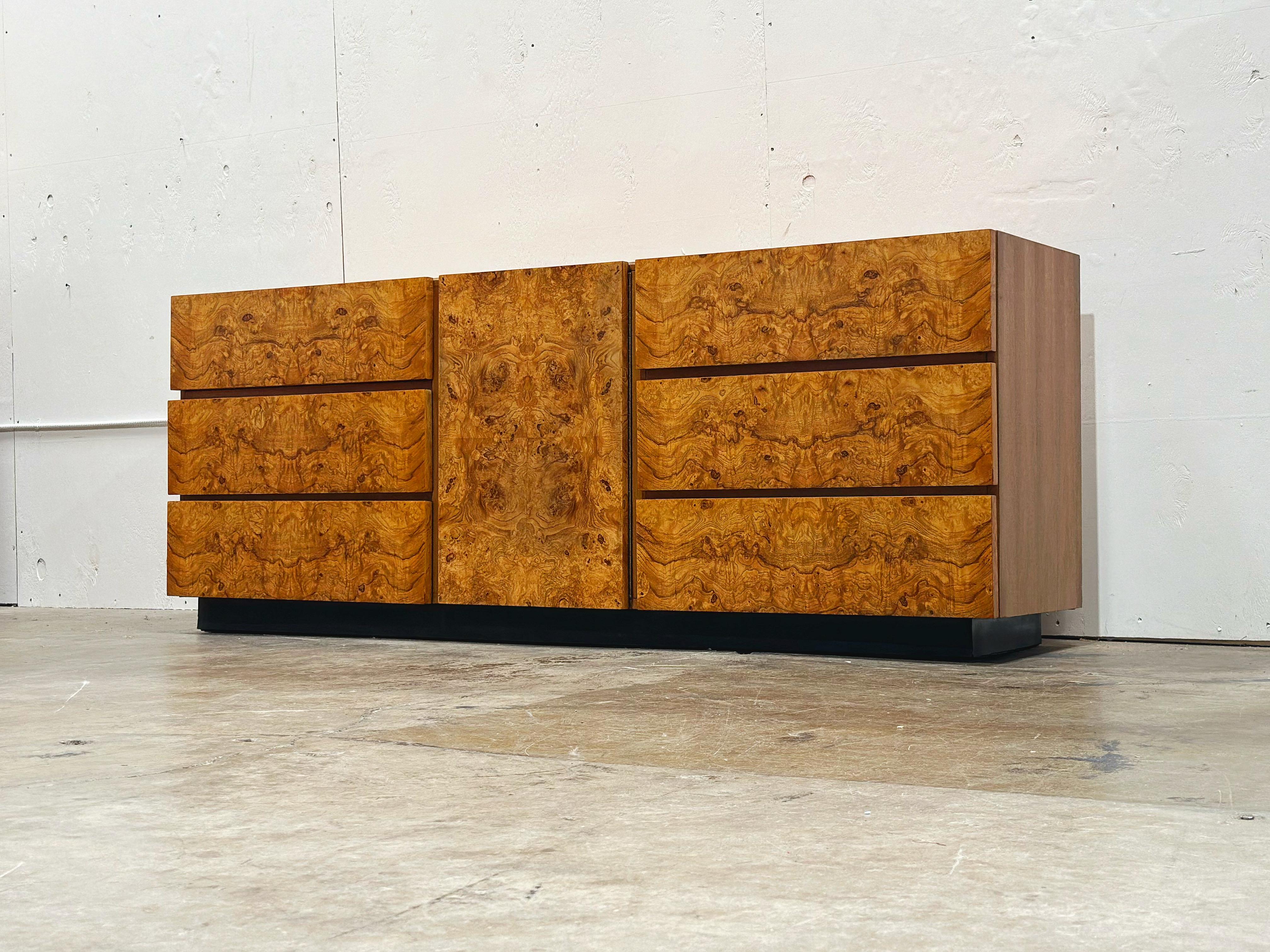 Midcentury Burl Wood Alpha Dresser Credenza - Roland Carter for Lane - 1970s 6