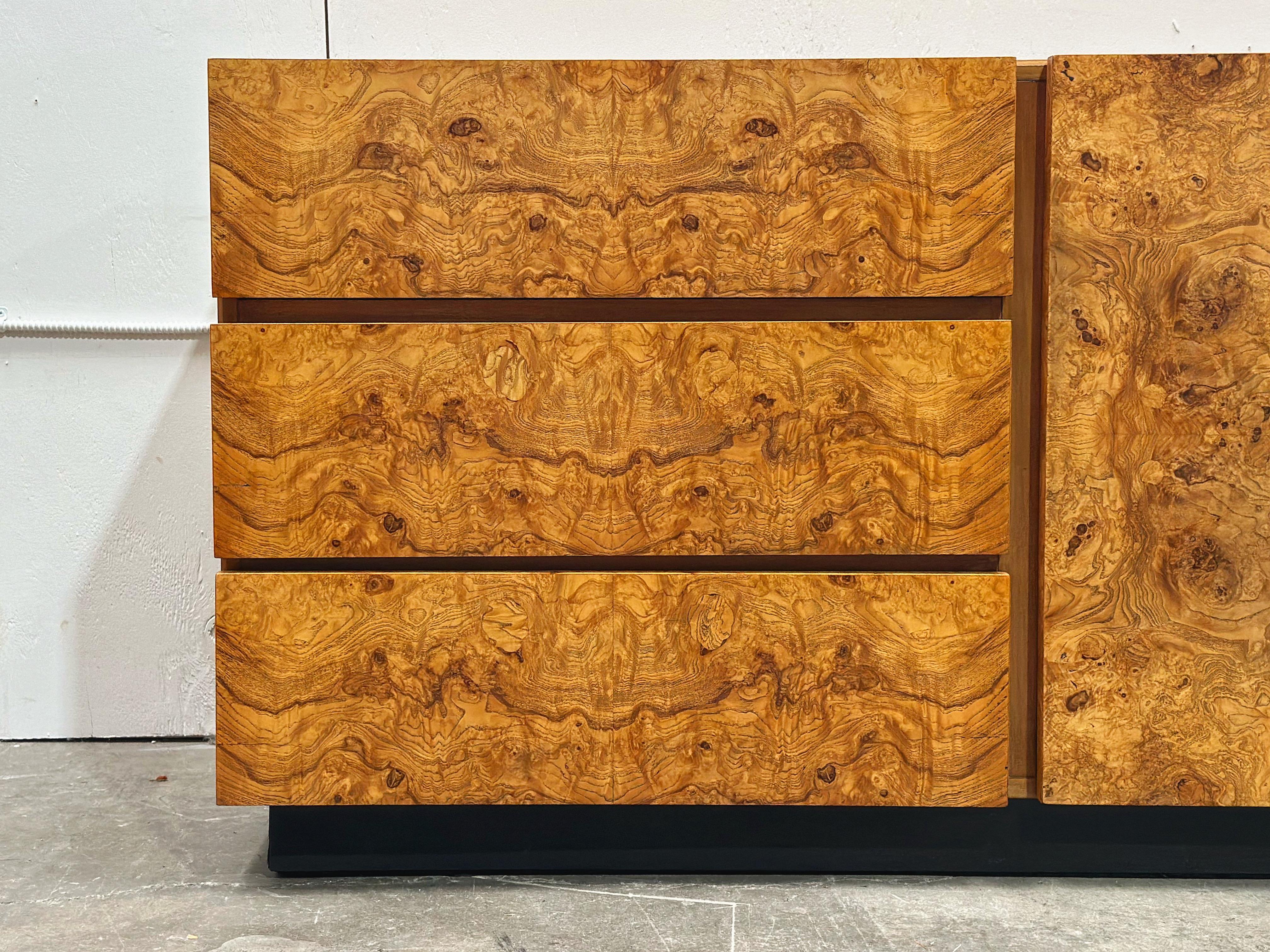 Mid-Century Modern Midcentury Burl Wood Alpha Dresser Credenza - Roland Carter for Lane - 1970s