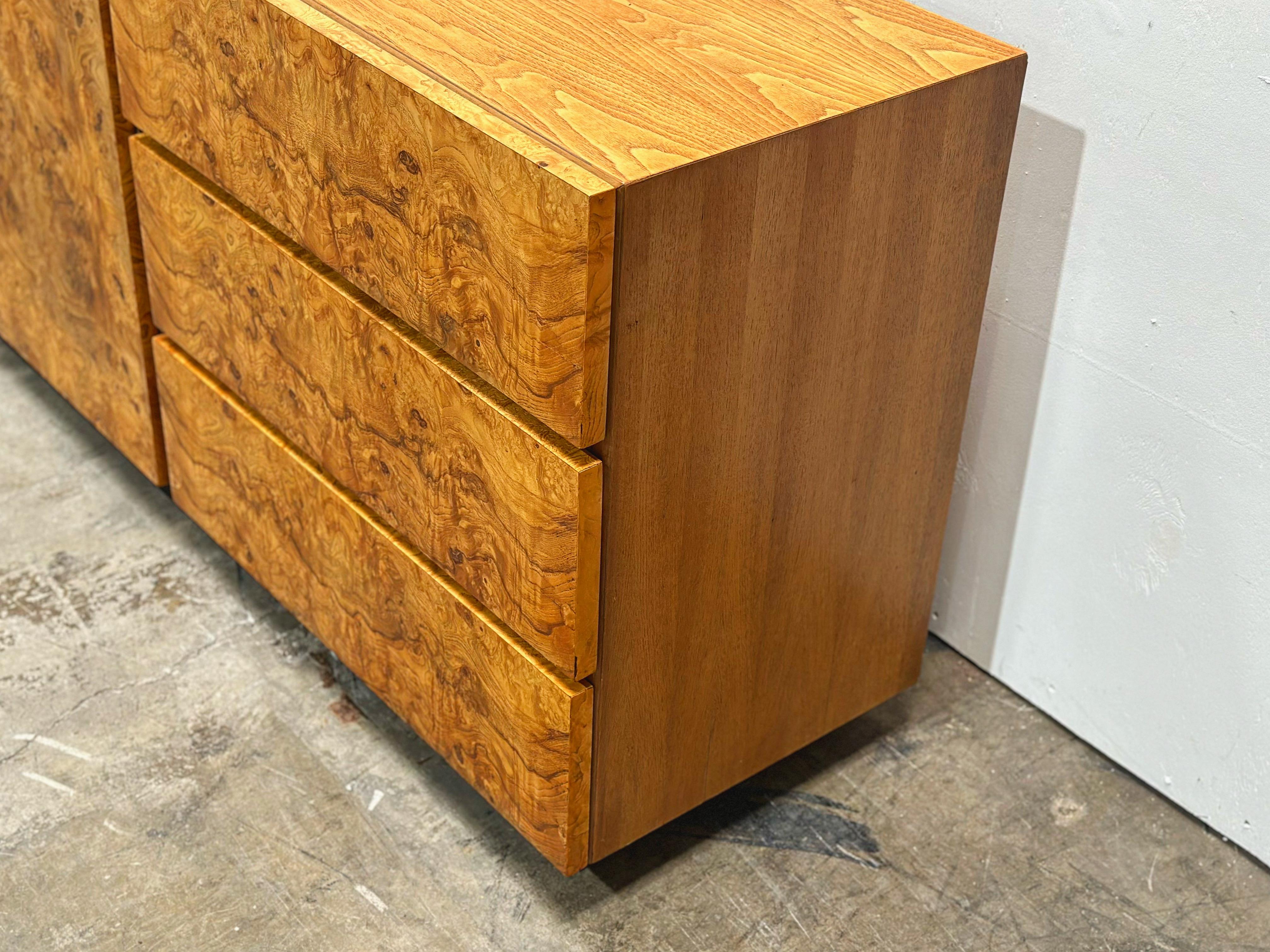 Late 20th Century Midcentury Burl Wood Alpha Dresser Credenza - Roland Carter for Lane - 1970s