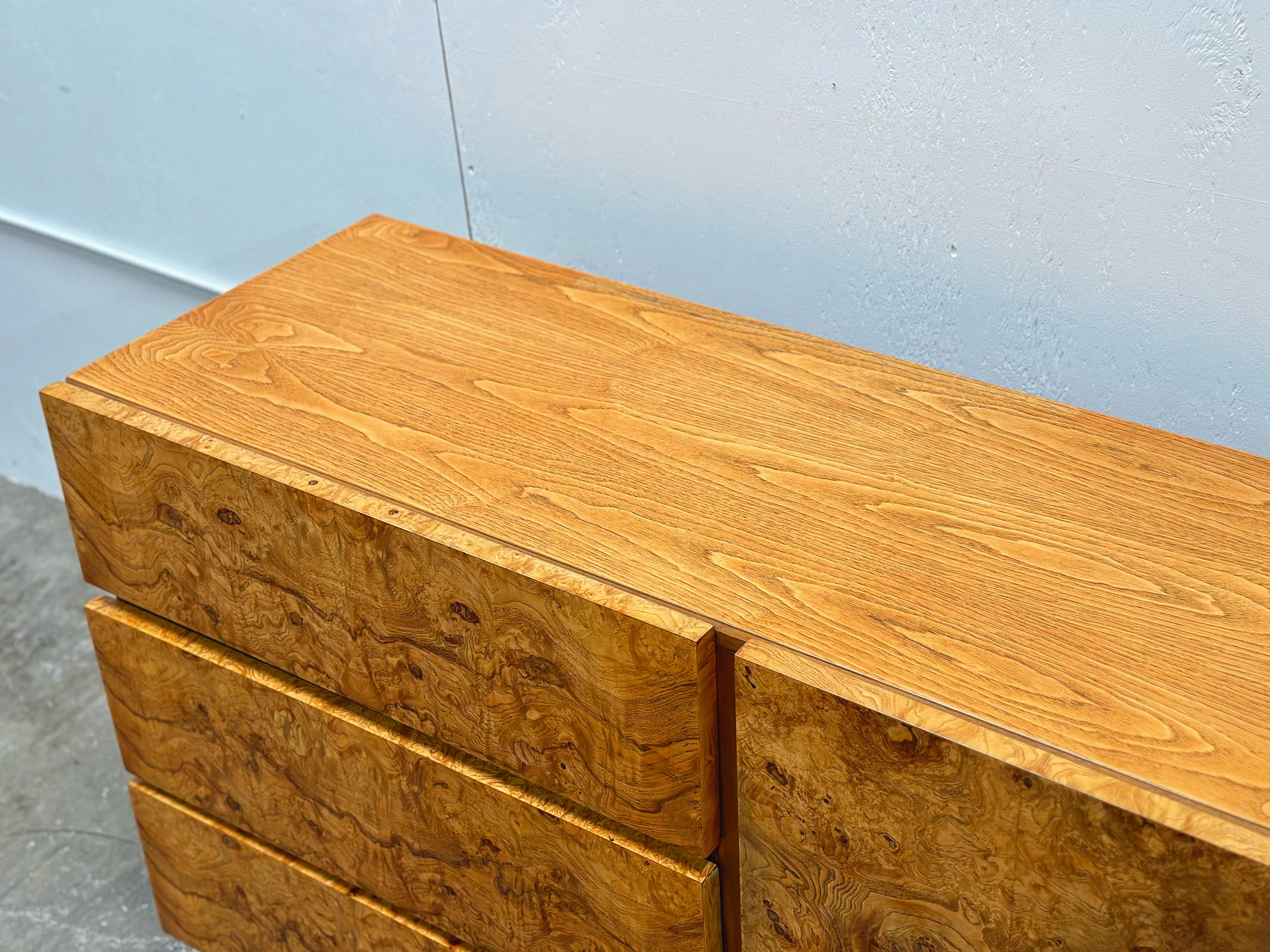 Midcentury Burl Wood Alpha Dresser Credenza - Roland Carter for Lane - 1970s 1