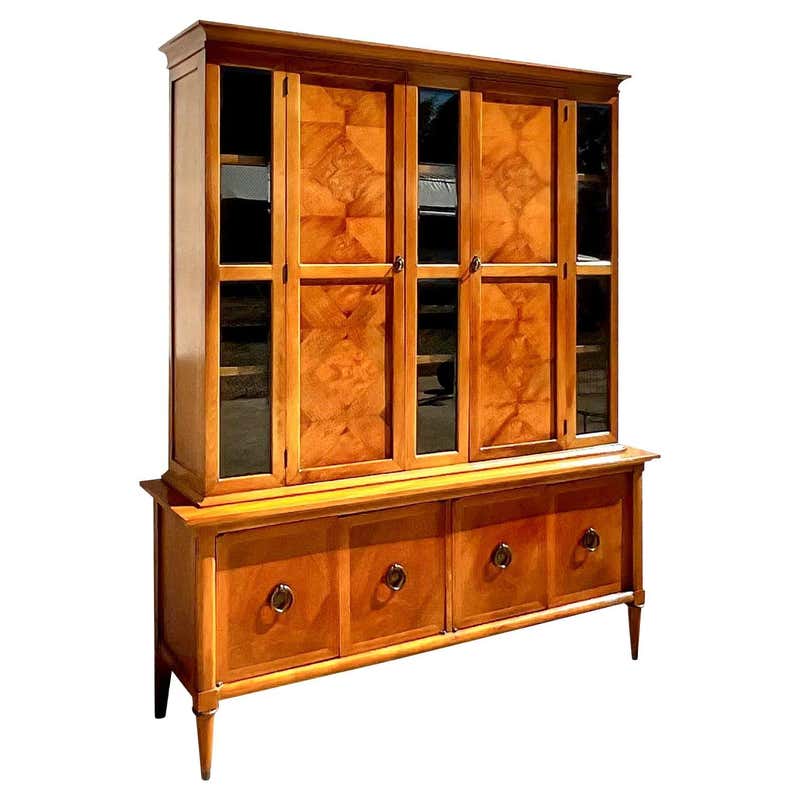 Rustic Breakfront Vintage Mahogany Breakfront Four Shelves For Sale at 1stDibs