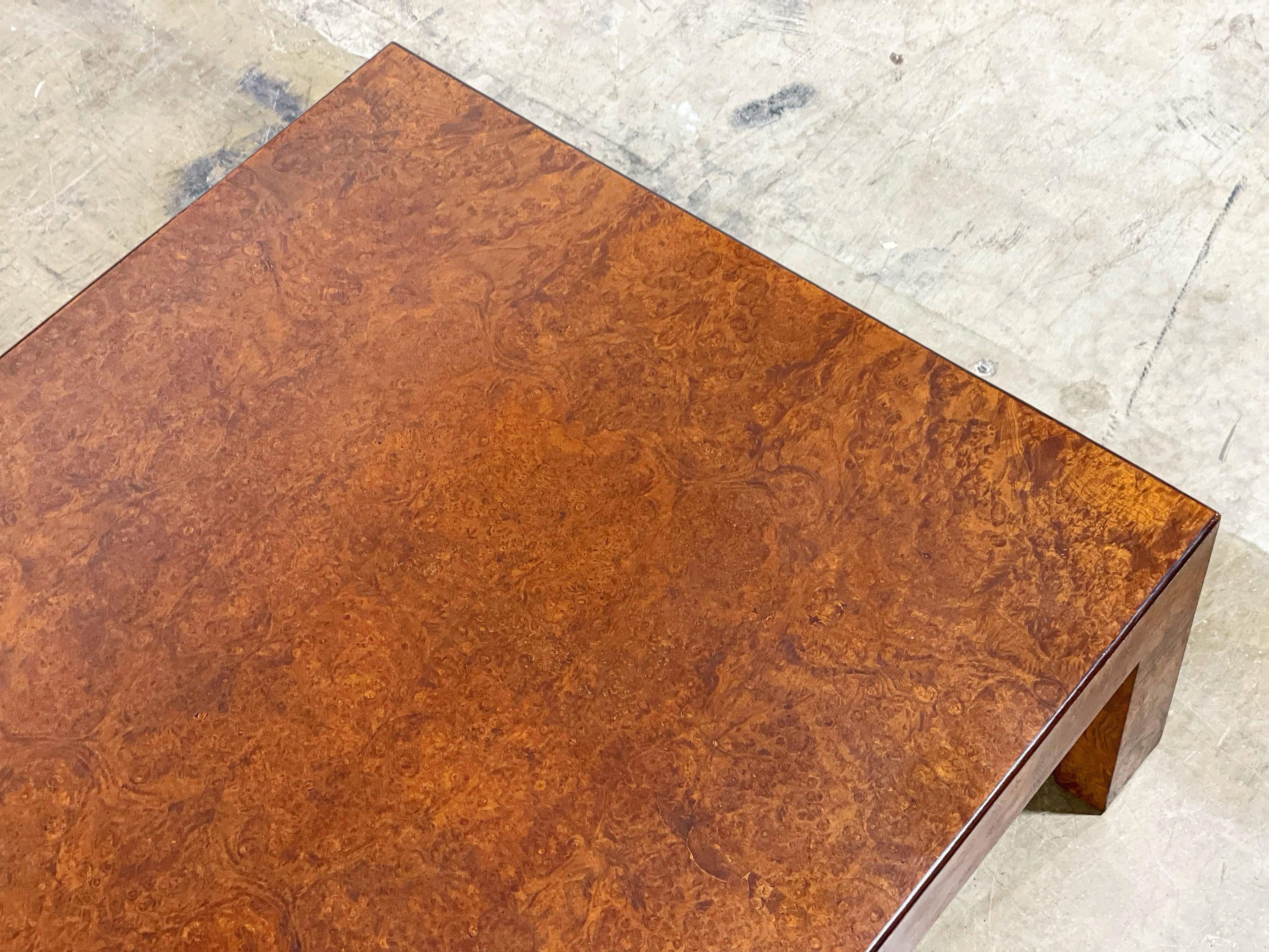 Organic Modern Midcentury Burl Wood Cocktail Table by John Widdicomb